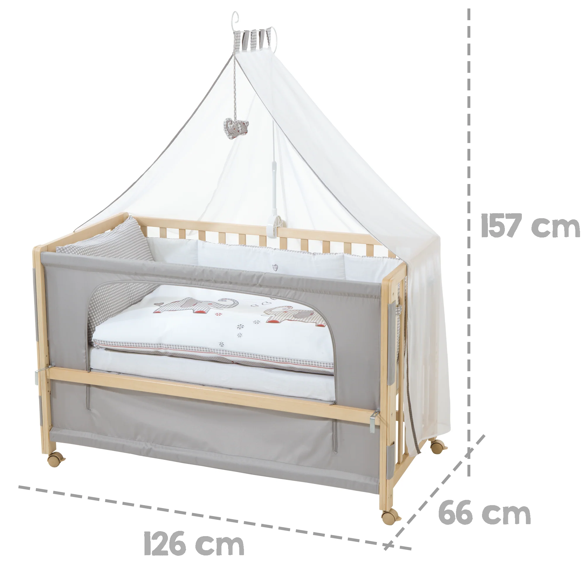 Room Bed 'Jumbo Twins', 60 x 120 cm, Beistellbett zum Elternbett mit kompletter Ausstattung - Image 3