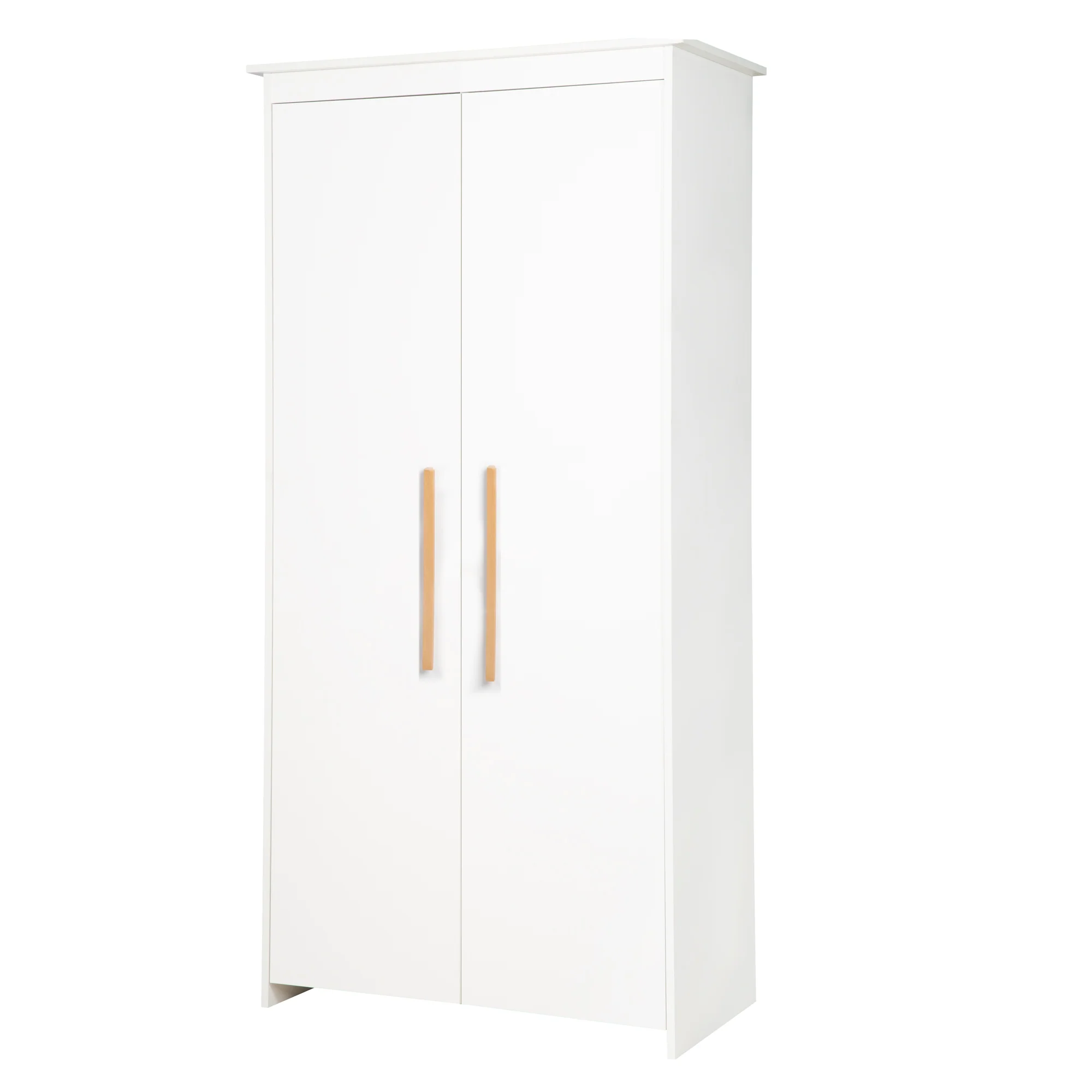 Kleiderschrank 'Lilo' 2-türig mit Massivholzgriffe - Holz weiß lackiert - Image 7