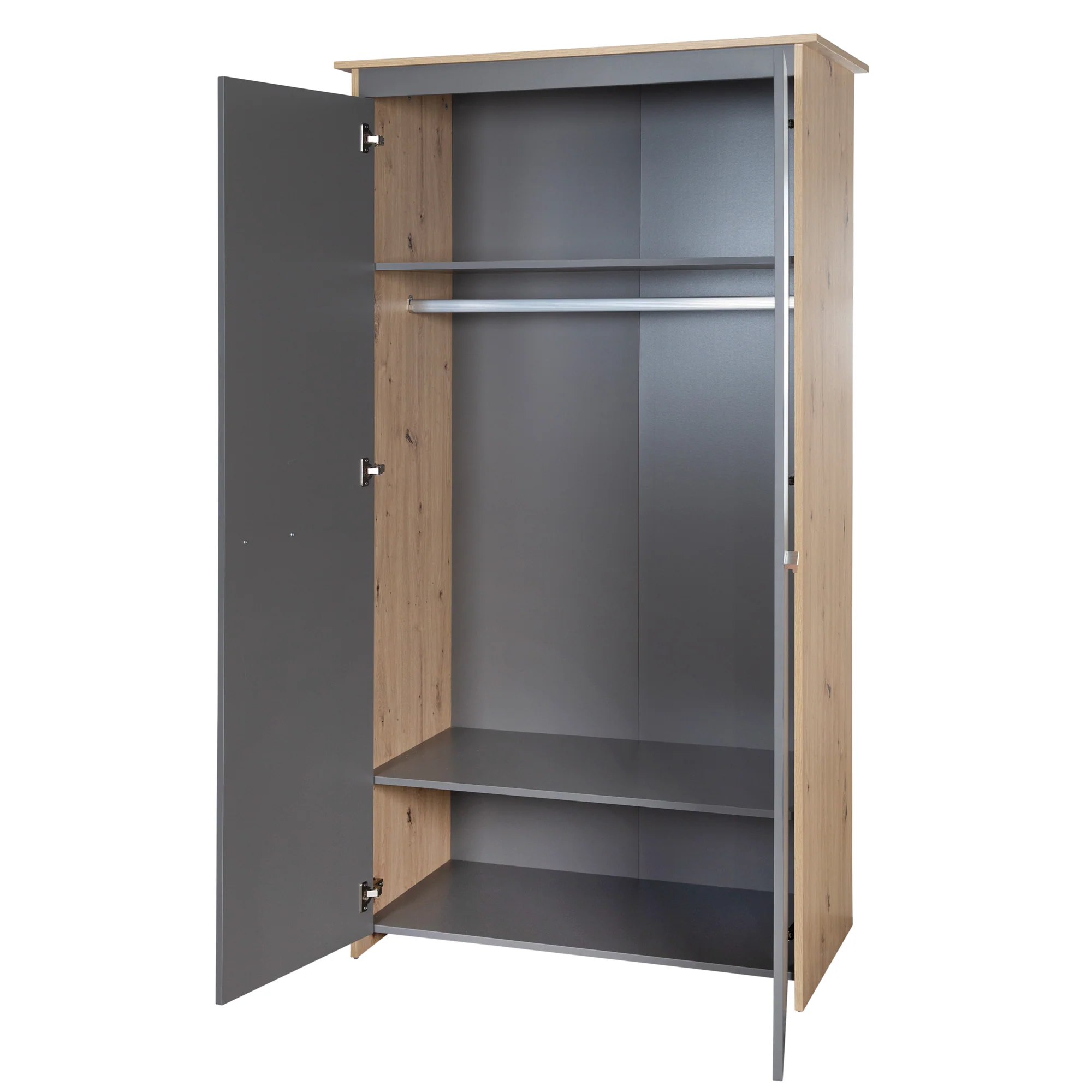 Kinderkleiderschrank 2-türig 'Anna' - Anthrazit / Dekor Kent Eiche - Image 4