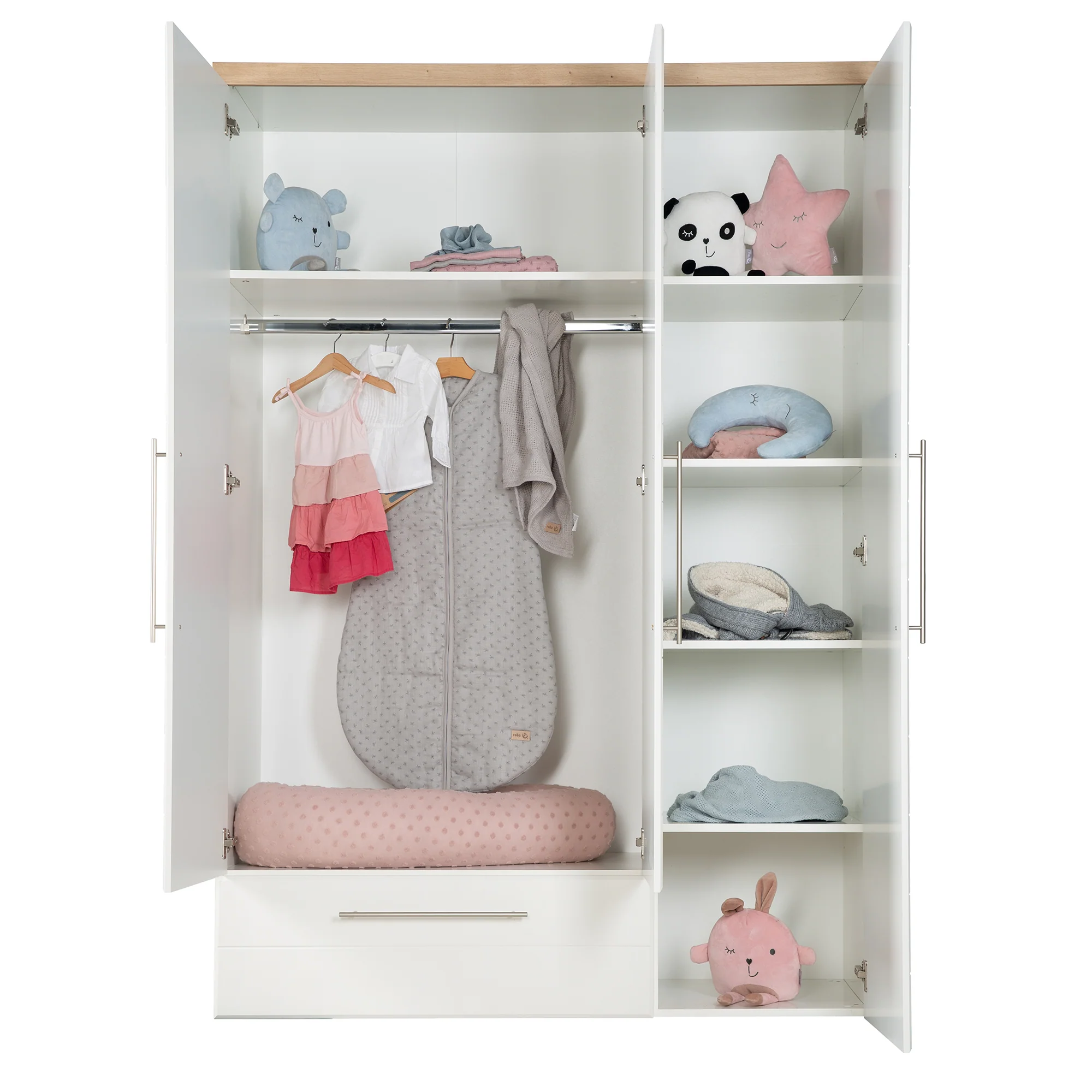 Kleiderschrank 'Nele', 3-trg, mit modernen horizontalen Fräsungen, Artisan Eiche/weiß - Image 5