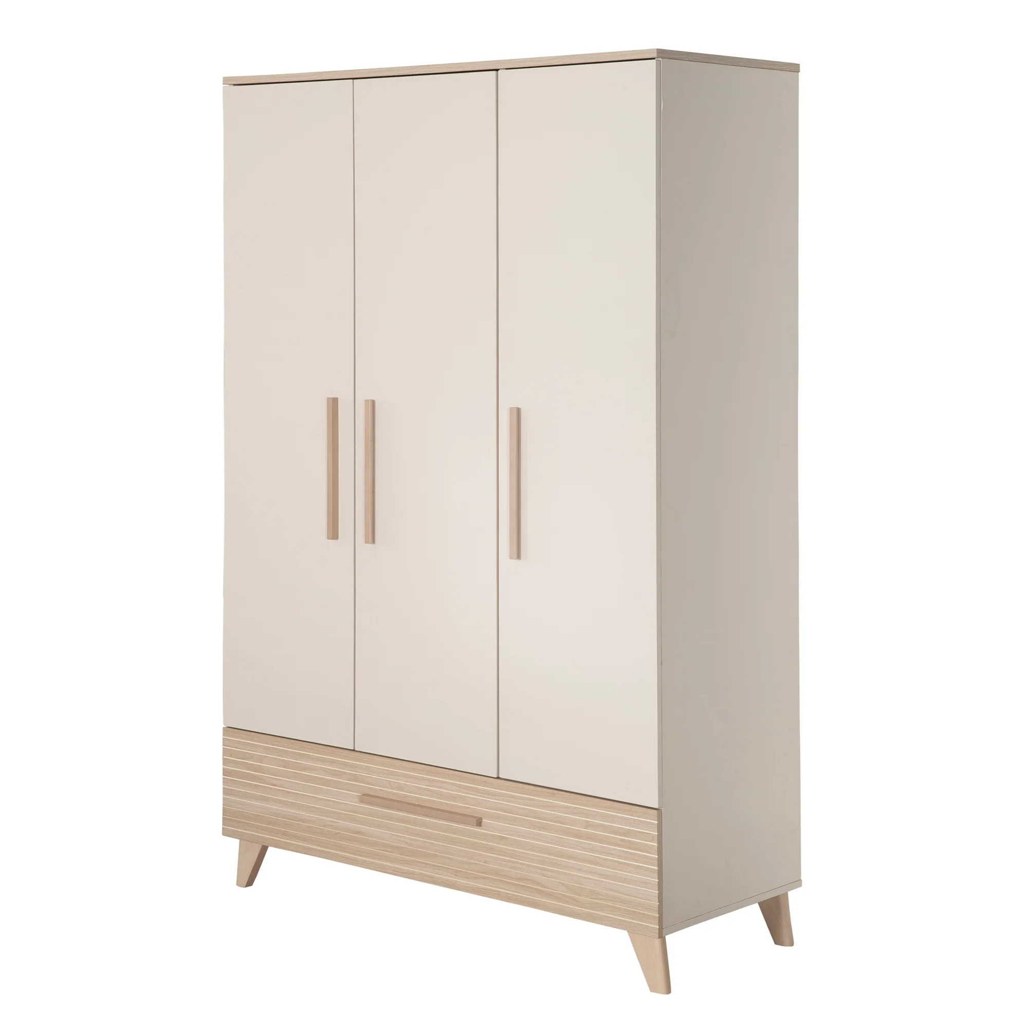 Kinderkleiderschrank 'Sidney' 3-türig - Füße und Griffe aus Massivholz - Cashmere / Dekor Eiche - Image 6