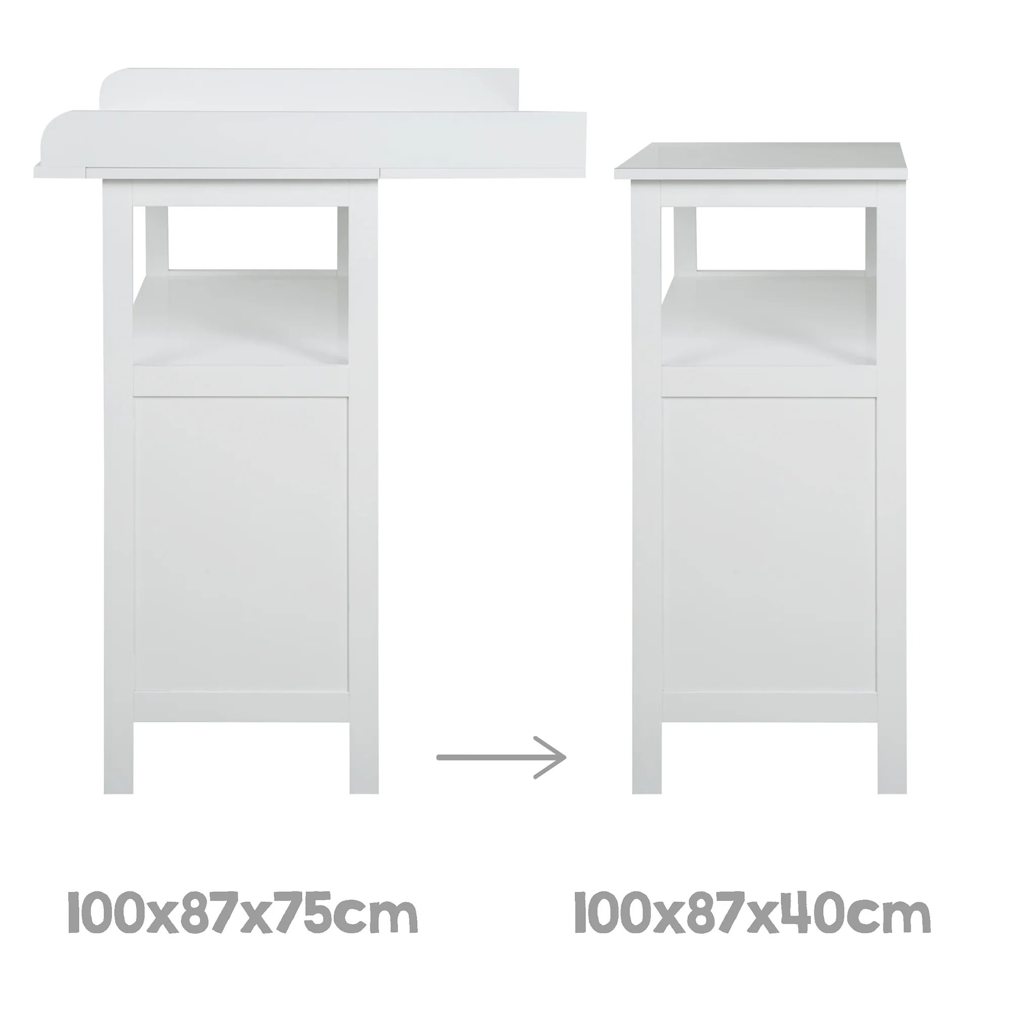 Wickelkommode 'Hamburg' mit Wickelansatz, 2 Türen, 2 Boxen & Wandbefestigung, Wickelhöhe 92 cm - Image 4