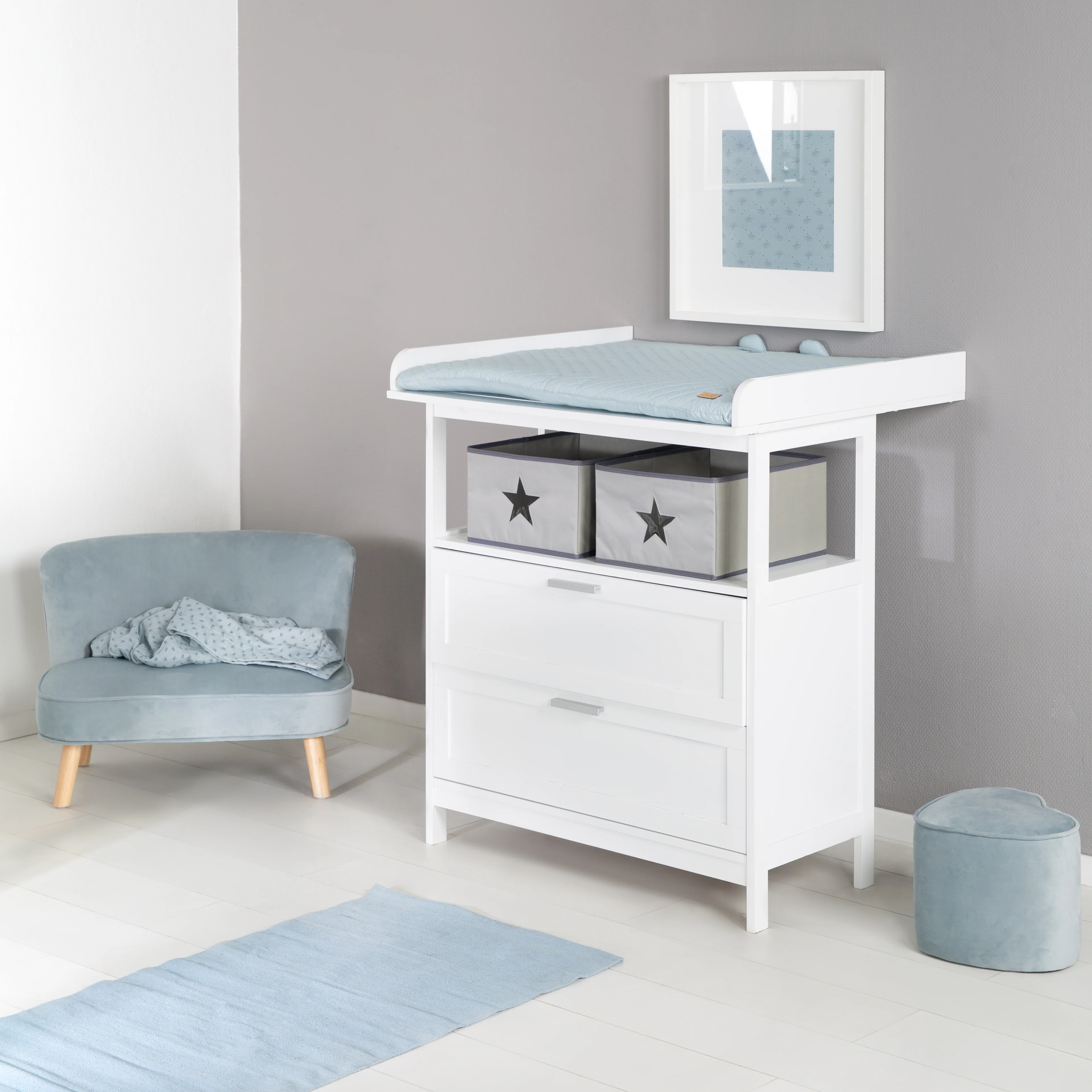 Wickelkommode 'Hamburg' mit Ansatz, 2 Schubladen, 2 Boxen, Wandbefestigung, Wickelhöhe 92 cm - Image 3