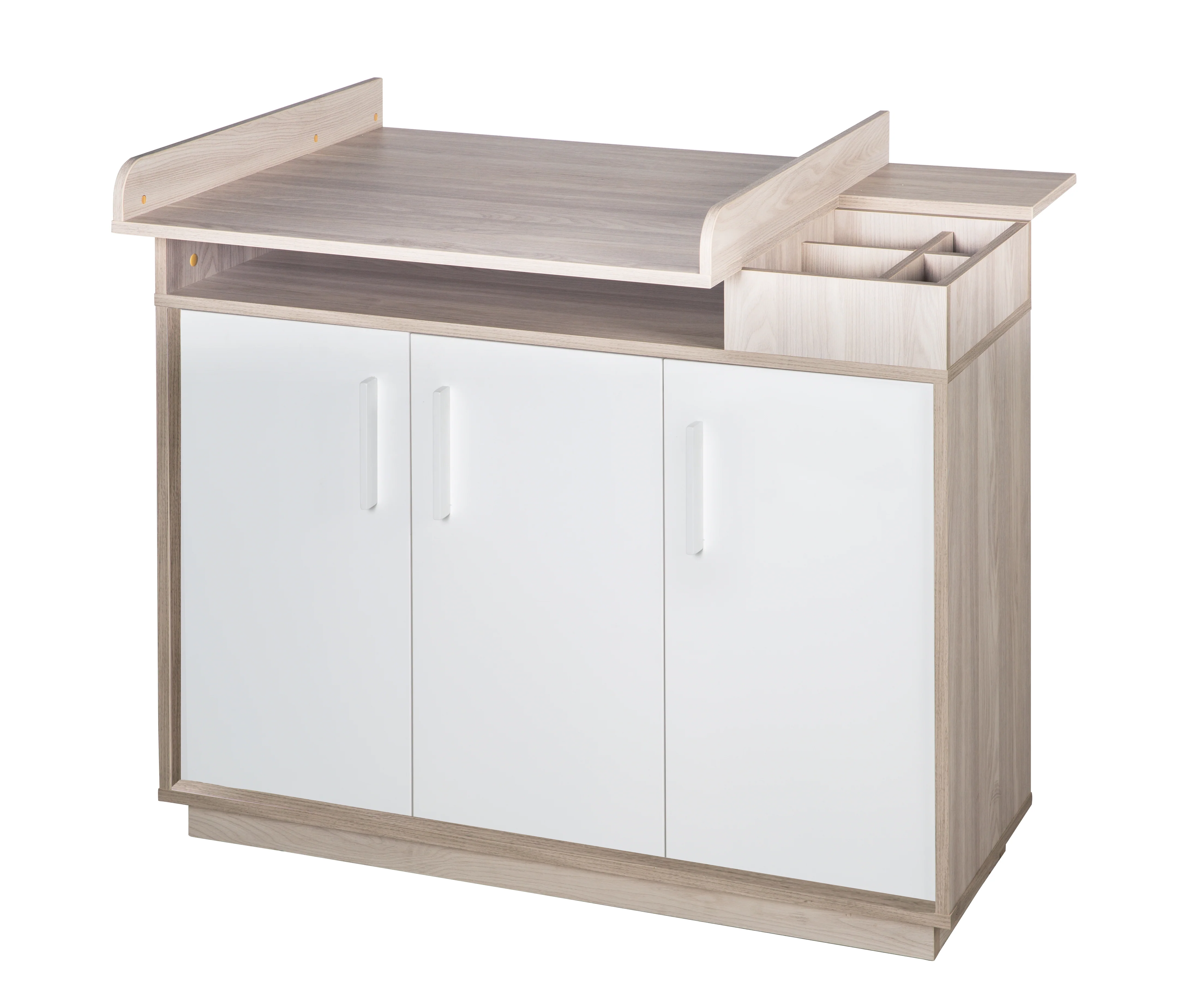 Wickelkommode 'Olaf' mit Wickelansatz, Weiß/Luna Elm, Wickelhöhe 92,5 cm