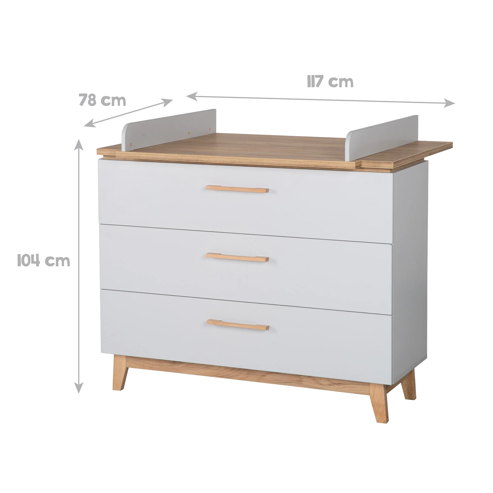 Wickelkommode 'Caro' mit breitem Wickelansatz, Soft-Close, 3 Schubladen, Wickelhöhe 94 cm - Image 4