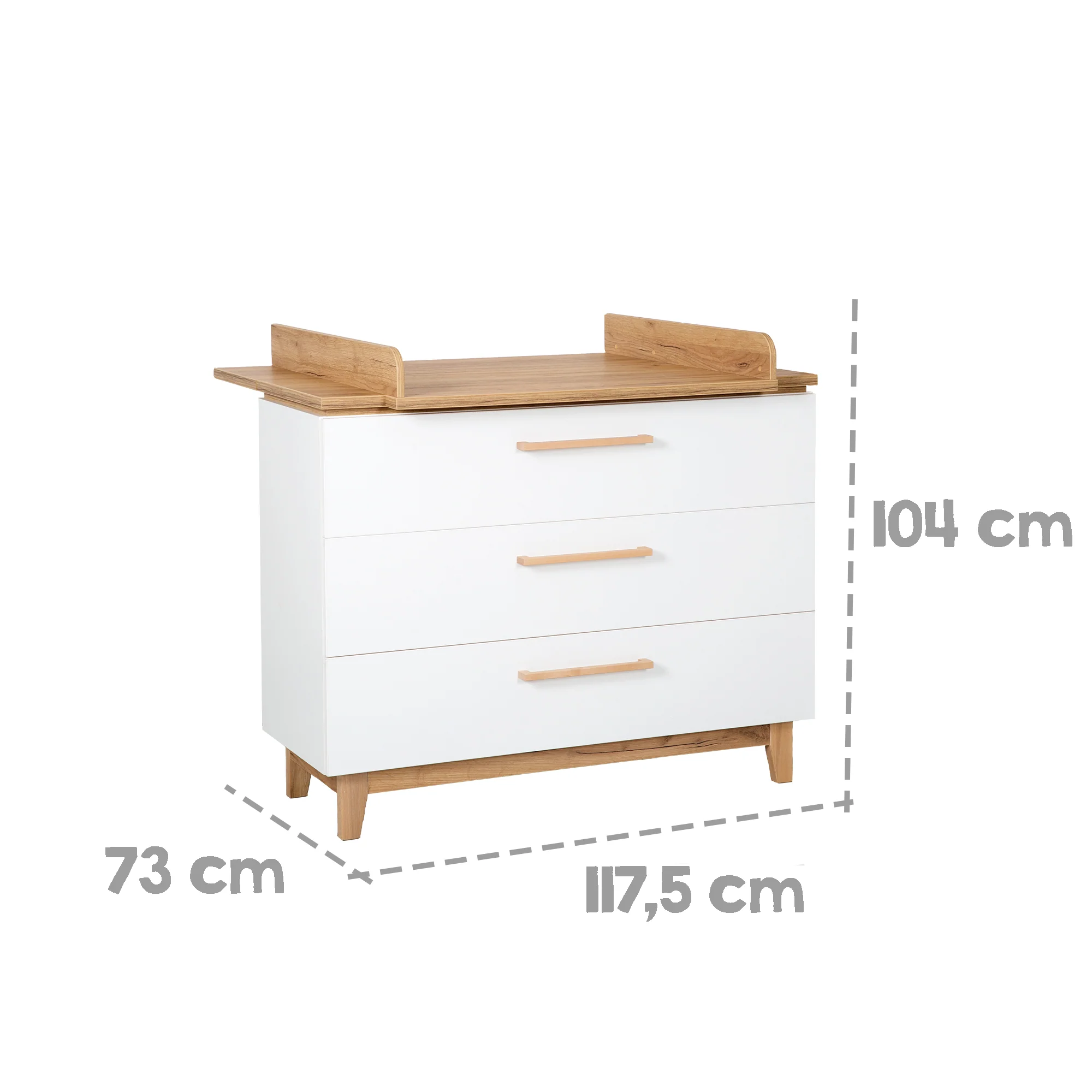 Wickelkommode 'Finn' mit Wickelansatz, Schubladendämpfung, 3 Schubladen, Wickelhöhe 94 cm - Image 5
