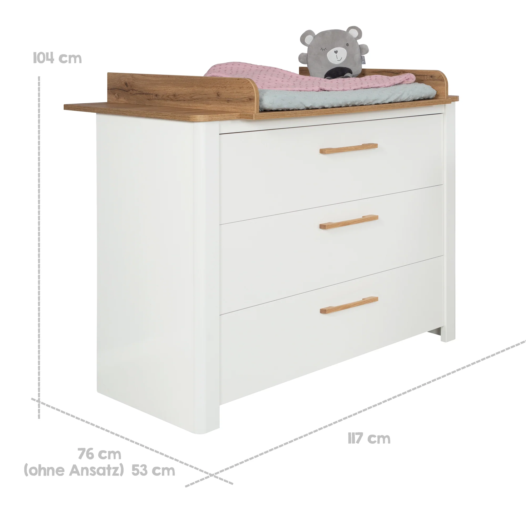 Wickelkommode 'Ava‘ schranktief, inkl. Wickelansatz im Dekor 'Artisan Eiche‘, Wickelhöhe 90,5 cm - Image 8