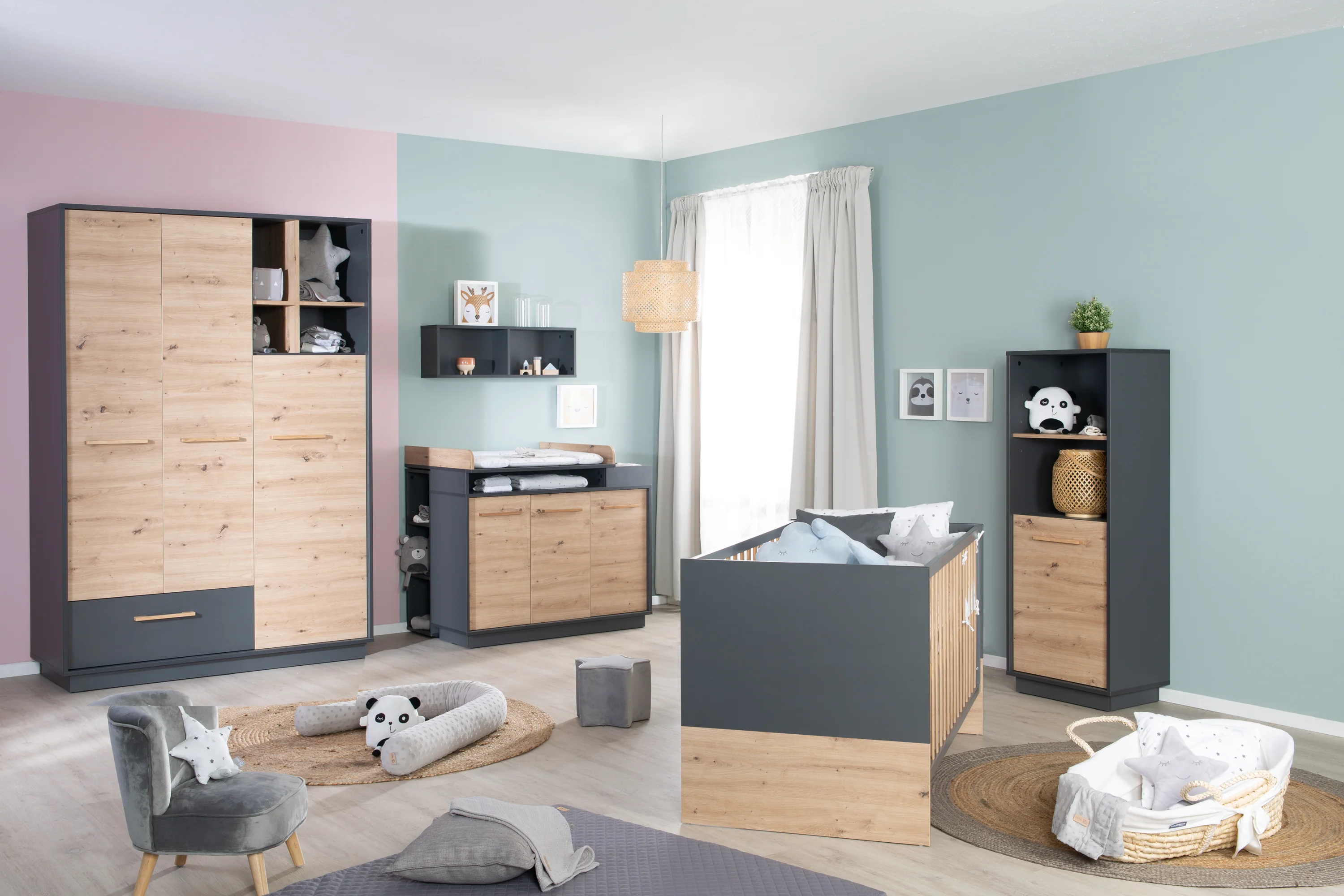 Wickelkommode 'Lenn' inkl. offenen Fächern, Anthrazit / Holzdekor 'Artisan Eiche' - Image 5