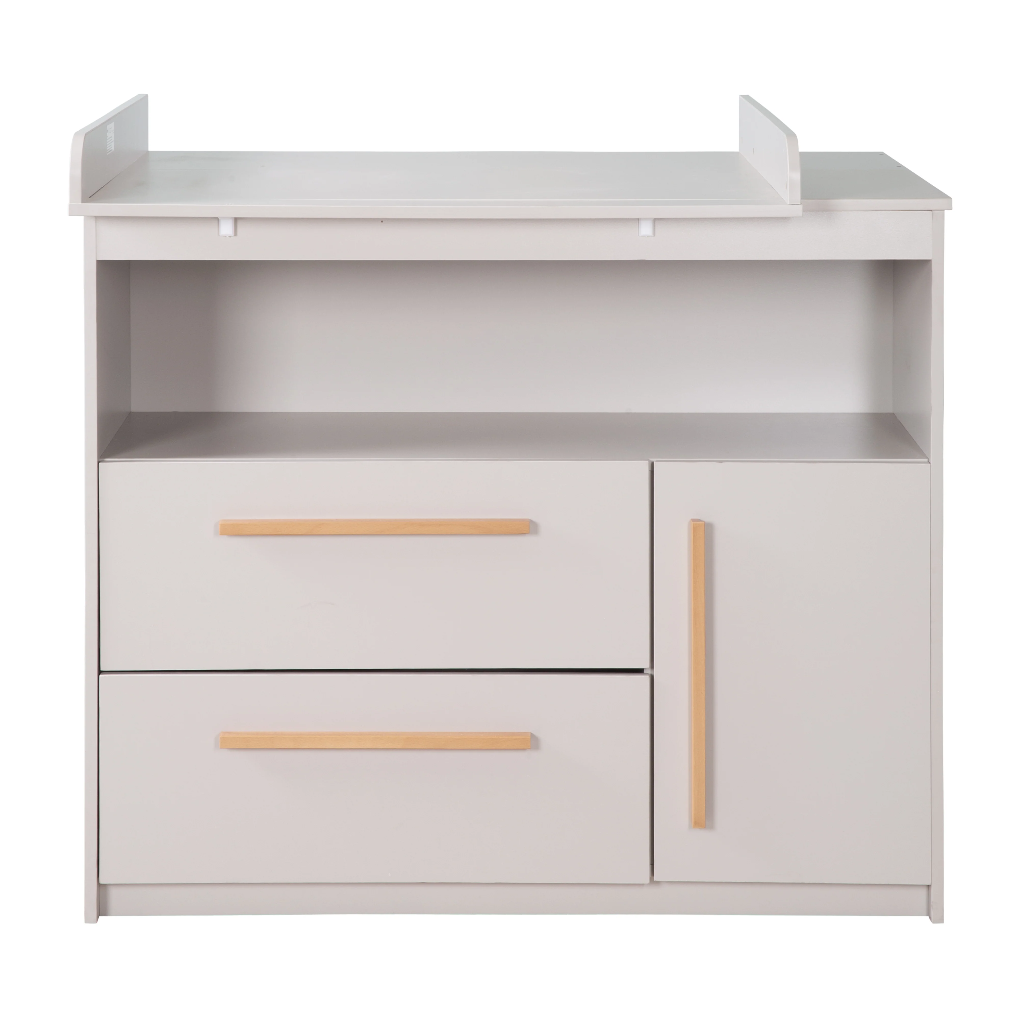 Wickelkommode Lea inkl. Wickelaufsatz - Griffe aus Holz - Beige / Grau - Image 10