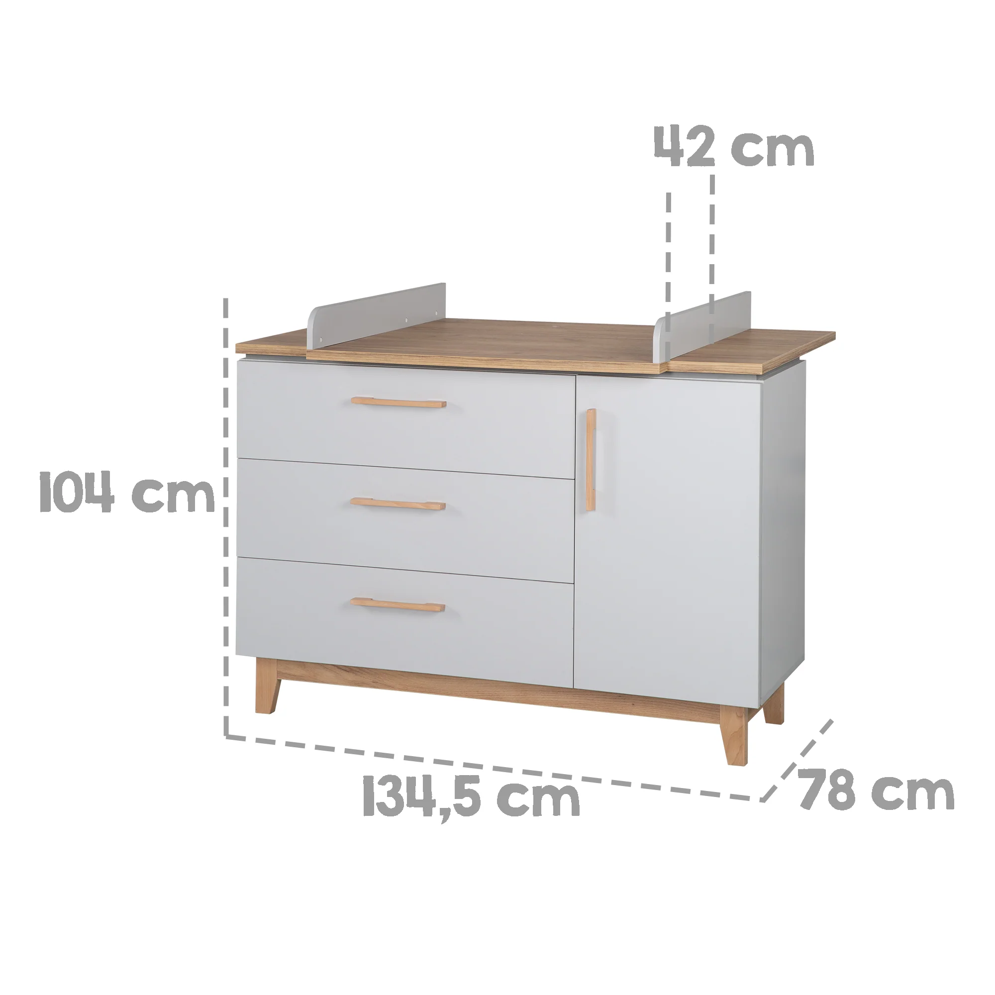 Wickelkommode 'Caro' mit Wickelansatz, Soft-Close, 1 Tür, 3 Schubladen, Wickelhöhe 94 cm - Image 4