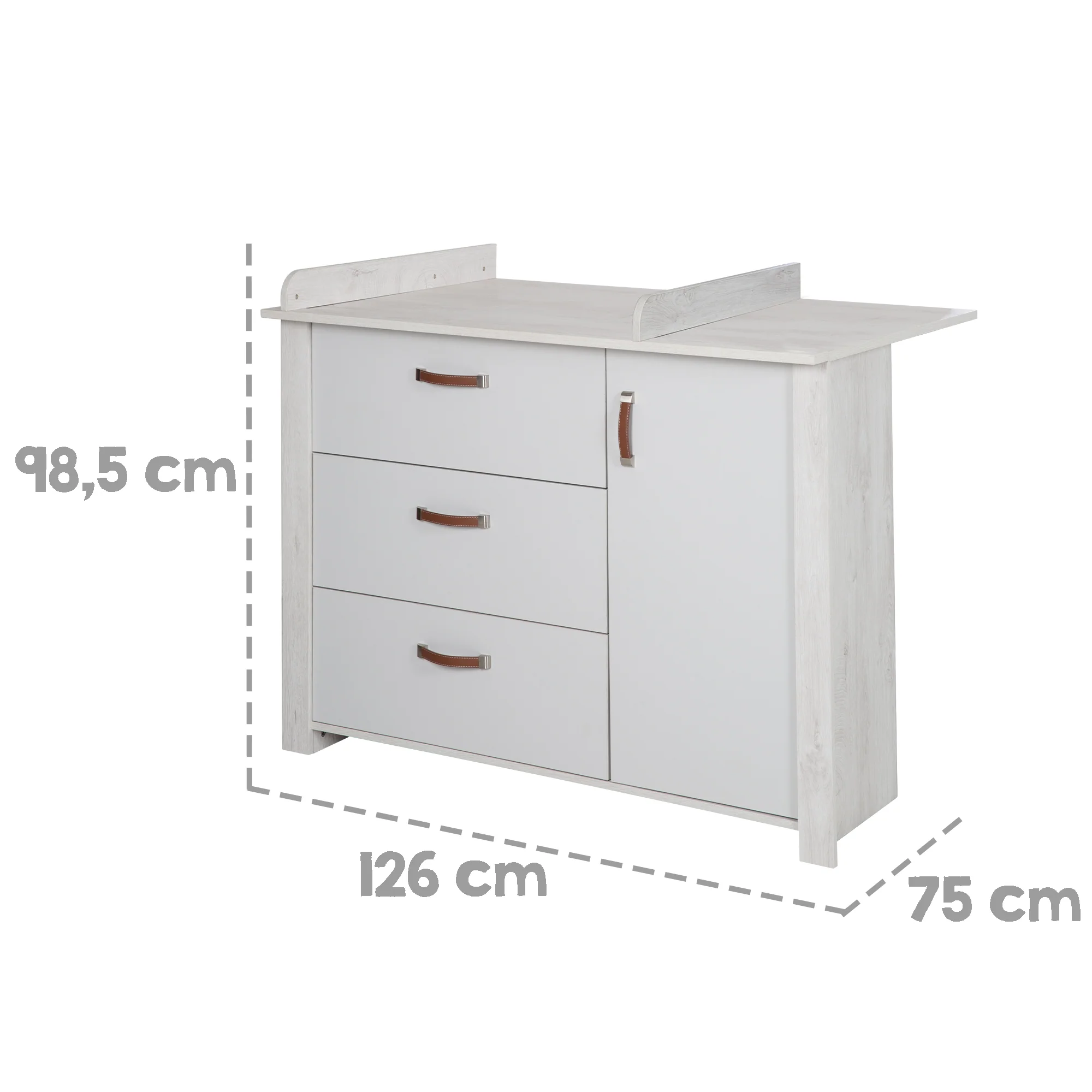 Wickelkommode 'Mila' mit Ansatz, Soft-Close, 3 Schubladen, 1 Tür, Wickelhöhe 90,5 cm - Image 4