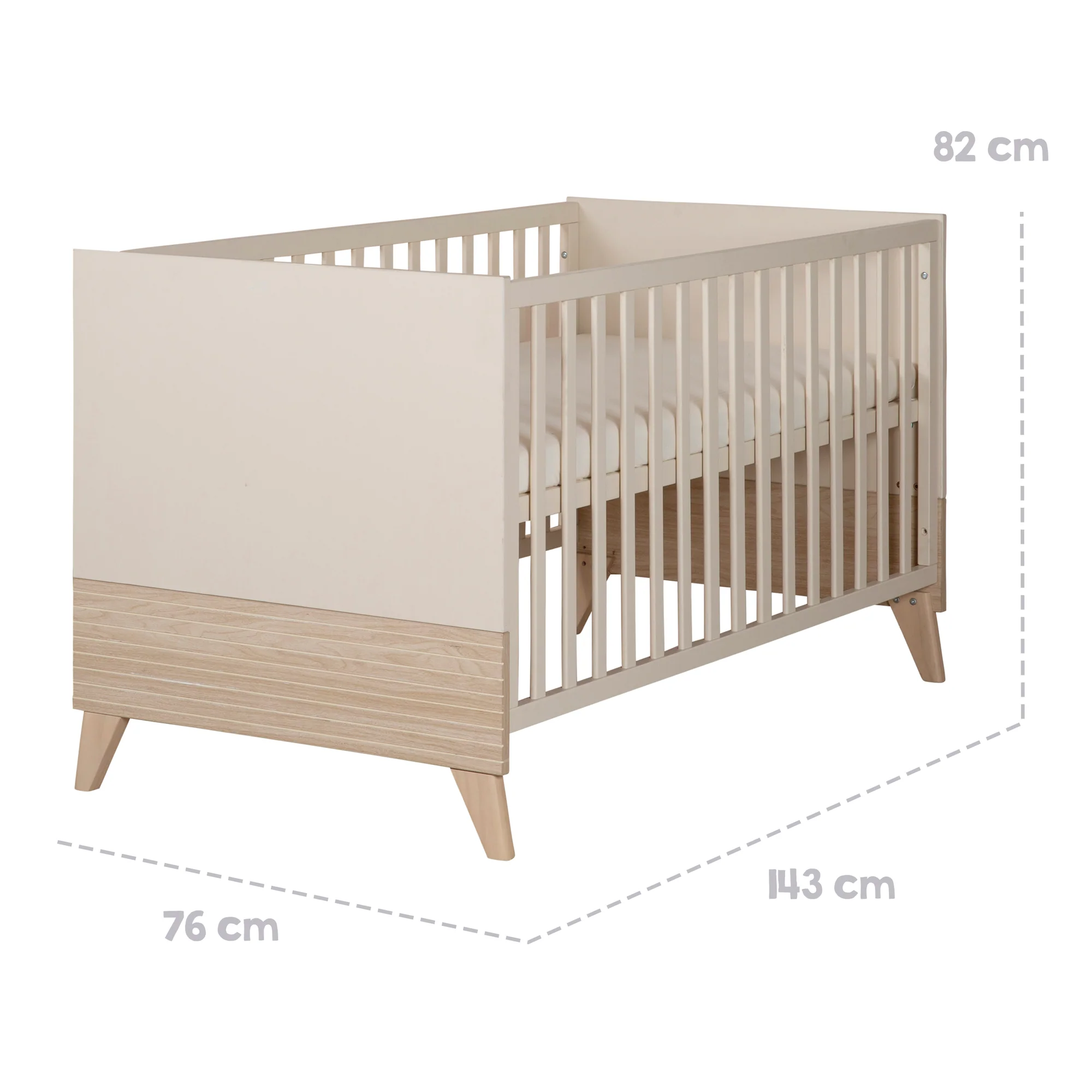 Kombi-Kinderbett 'Sidney' 70 x 140 cm - Höhenverstellbar - Cashmere / Eichen Dekor - Image 9