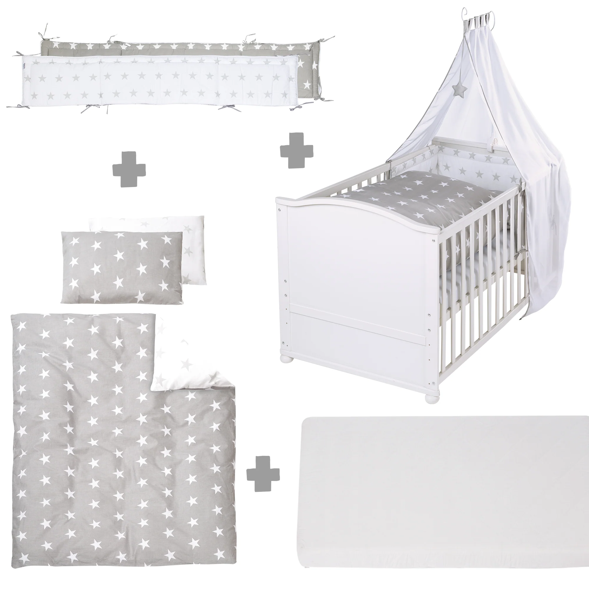 Komplettbettset 'Little Stars', 70 x 140 cm, umbaubar, inkl. Bettwäsche, Himmel, Nest & Matratze - Image 6