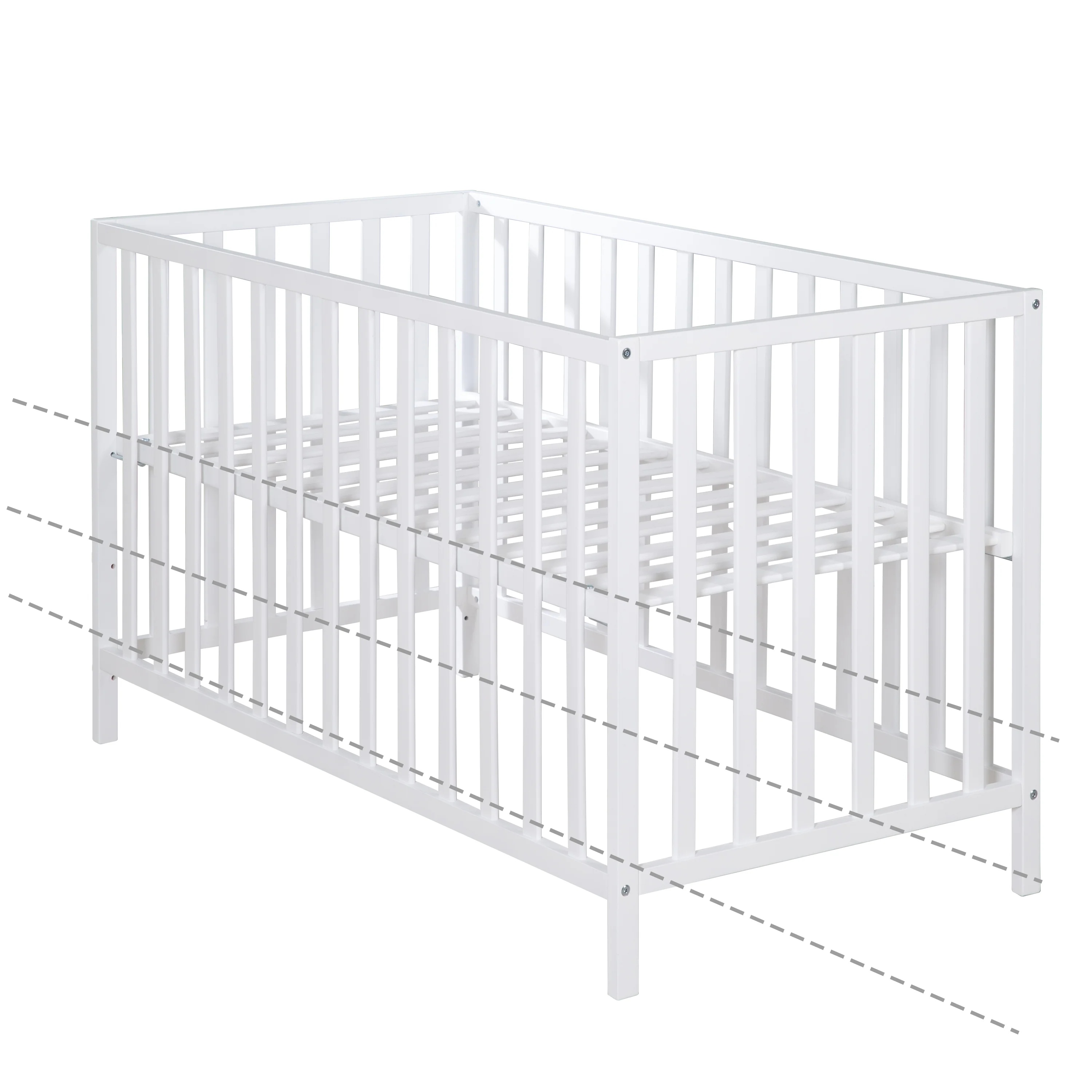 Kinderbett 'Cosi' 60 x 120 cm, in Buche-Massivholz, weiß lackiert, 3-fach höhenverstellbar - Image 5