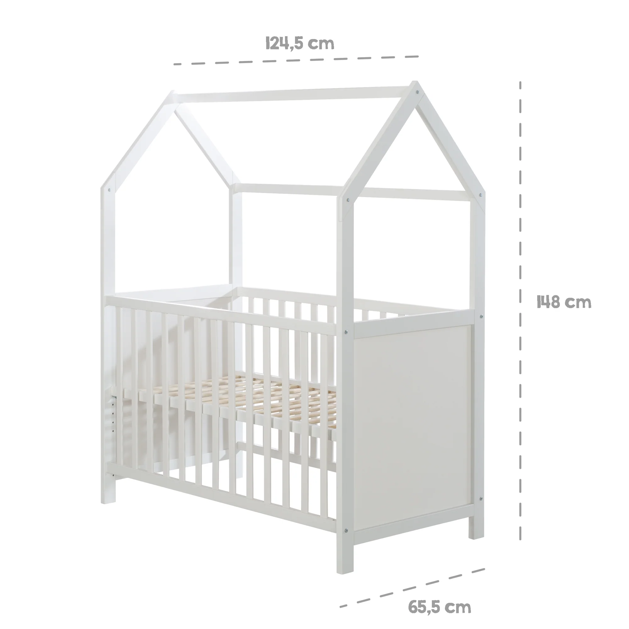 Hausbett 60 x 120 cm, FSC zertifiziert, taupe, 6-fach verstellbar, als Baby- & Beistellbett geeignet - Image 5