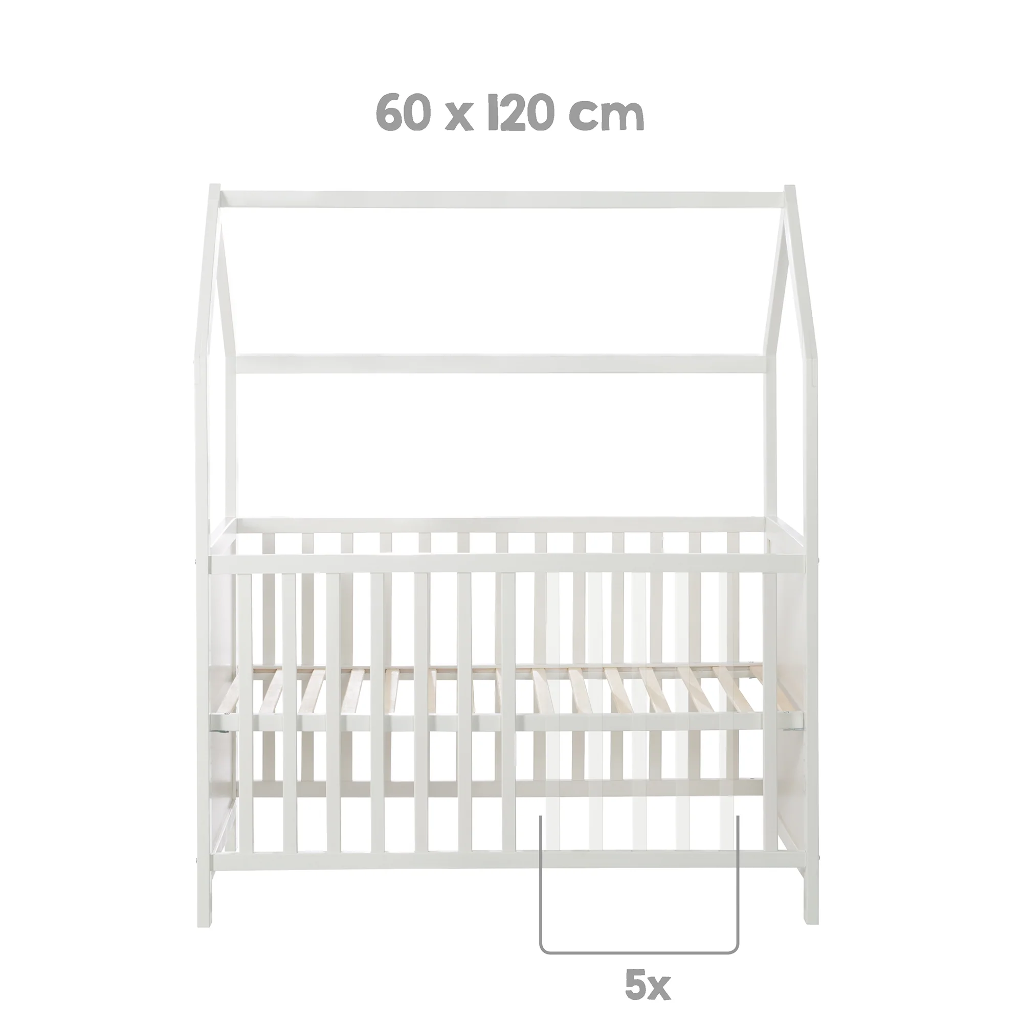 Hausbett 60 x 120 cm, FSC zertifiziert, taupe, 6-fach verstellbar, als Baby- & Beistellbett geeignet - Image 6