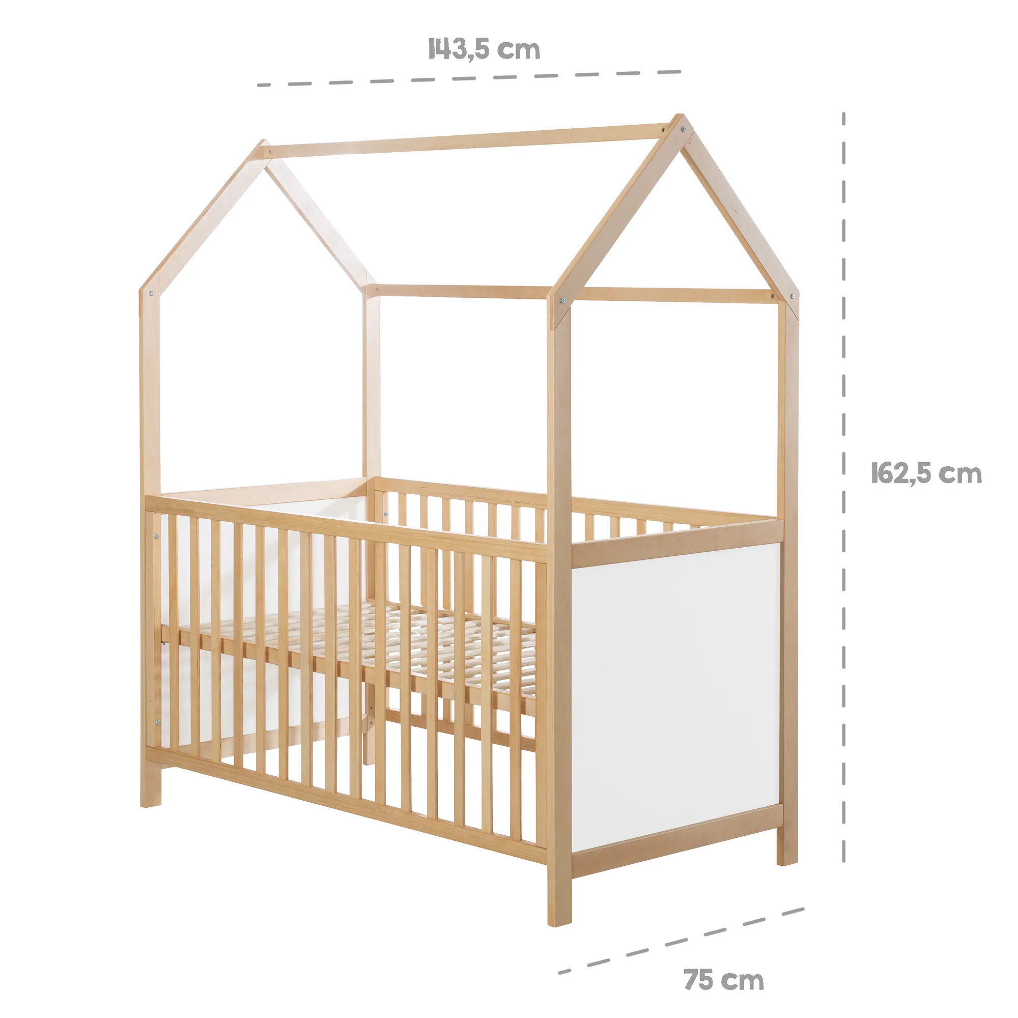 Hausbett 70 x 140 cm, FSC zertifiziert, Kombi-Kinderbett, bicolor, 3-fach verstellbar, umbaubar - Image 5