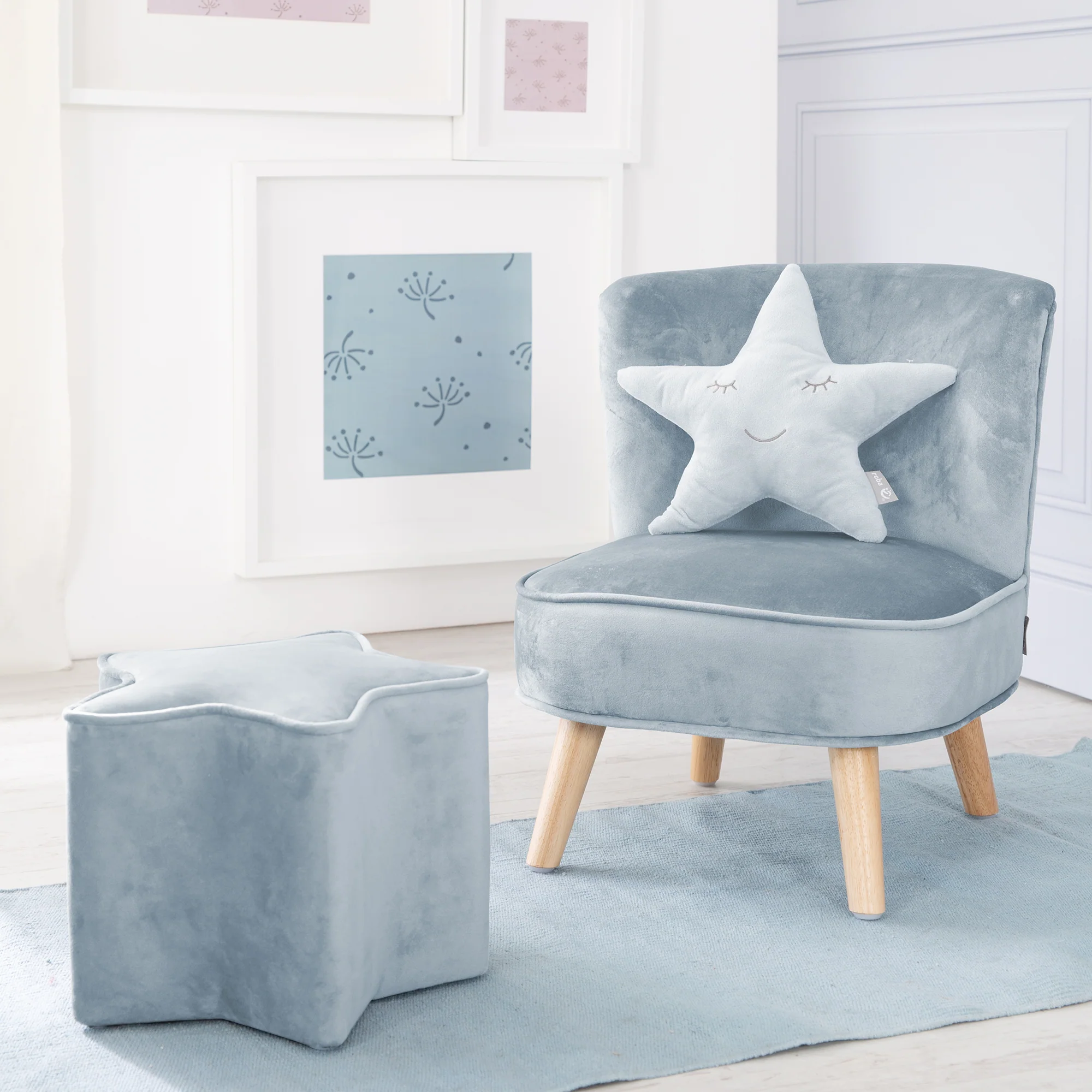 Kuschelkissen Stern 'roba Style', Hellblau/Sky, flauschiges Dekokissen für Baby- & Kinderzimmer - Image 6