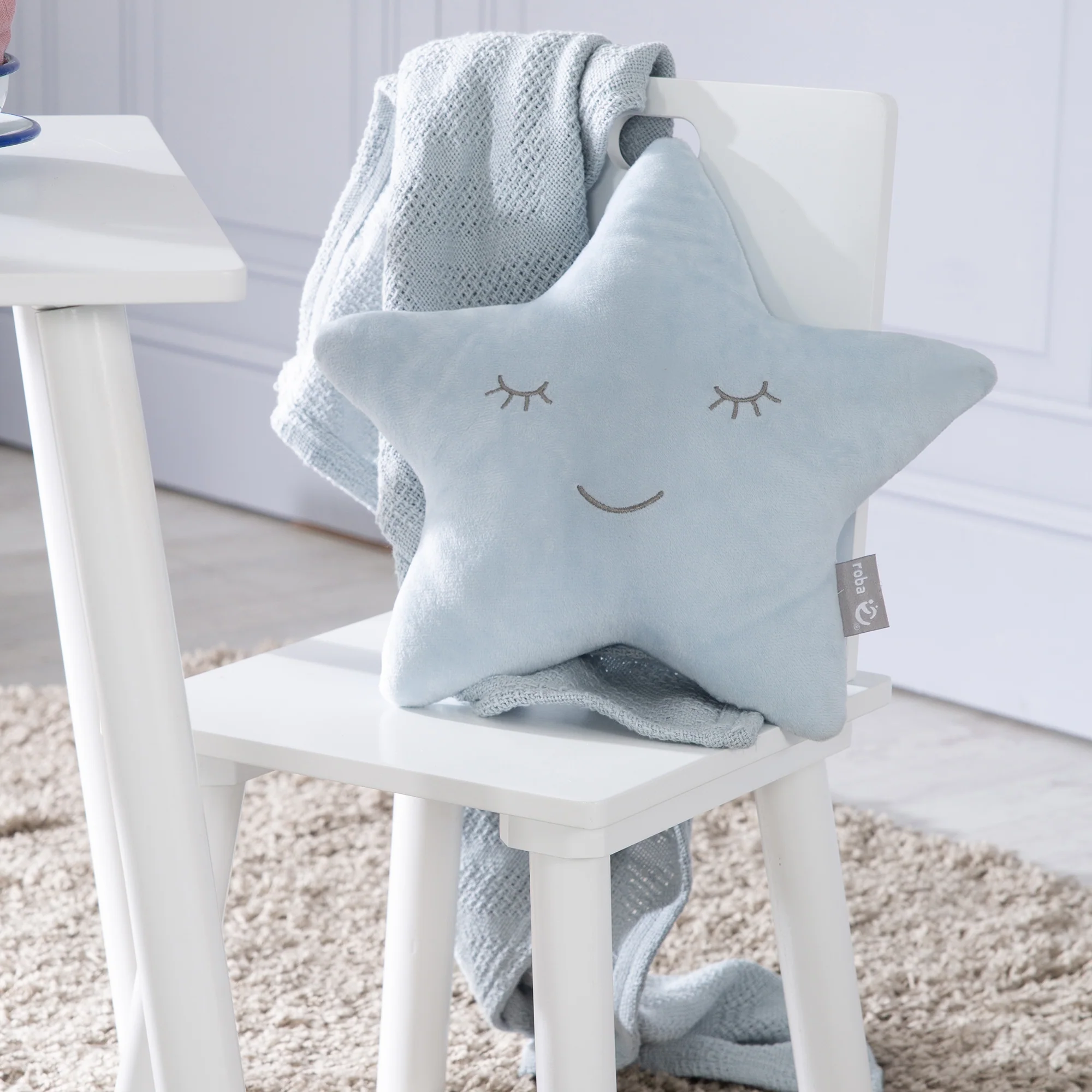 Kuschelkissen Stern 'roba Style', Hellblau/Sky, flauschiges Dekokissen für Baby- & Kinderzimmer - Image 7