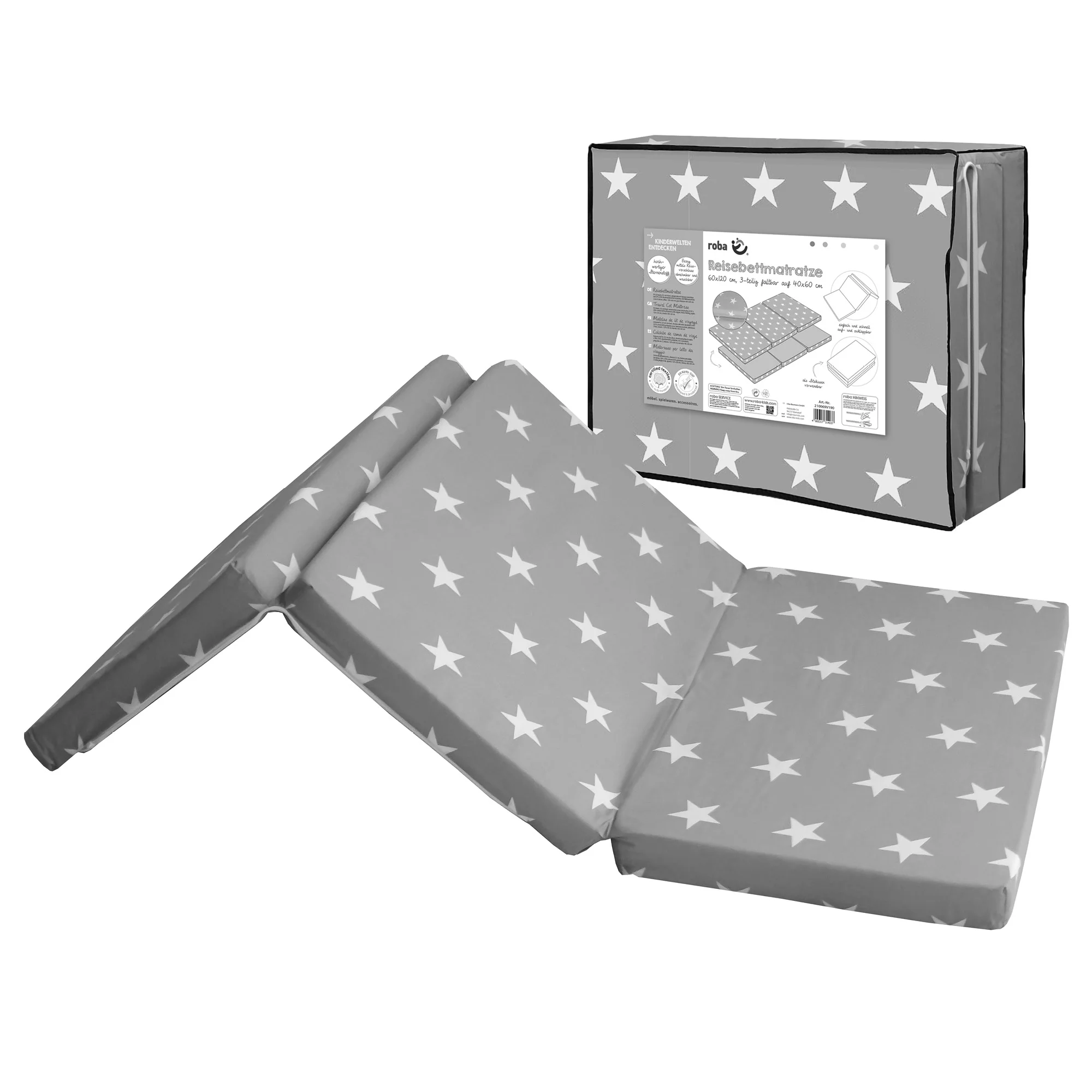 Reisebettmatratze 'Little Stars', faltbares Reisebett, Baby/Kinderbett 60 x 120 cm, inkl. Tragetasche - Image 5