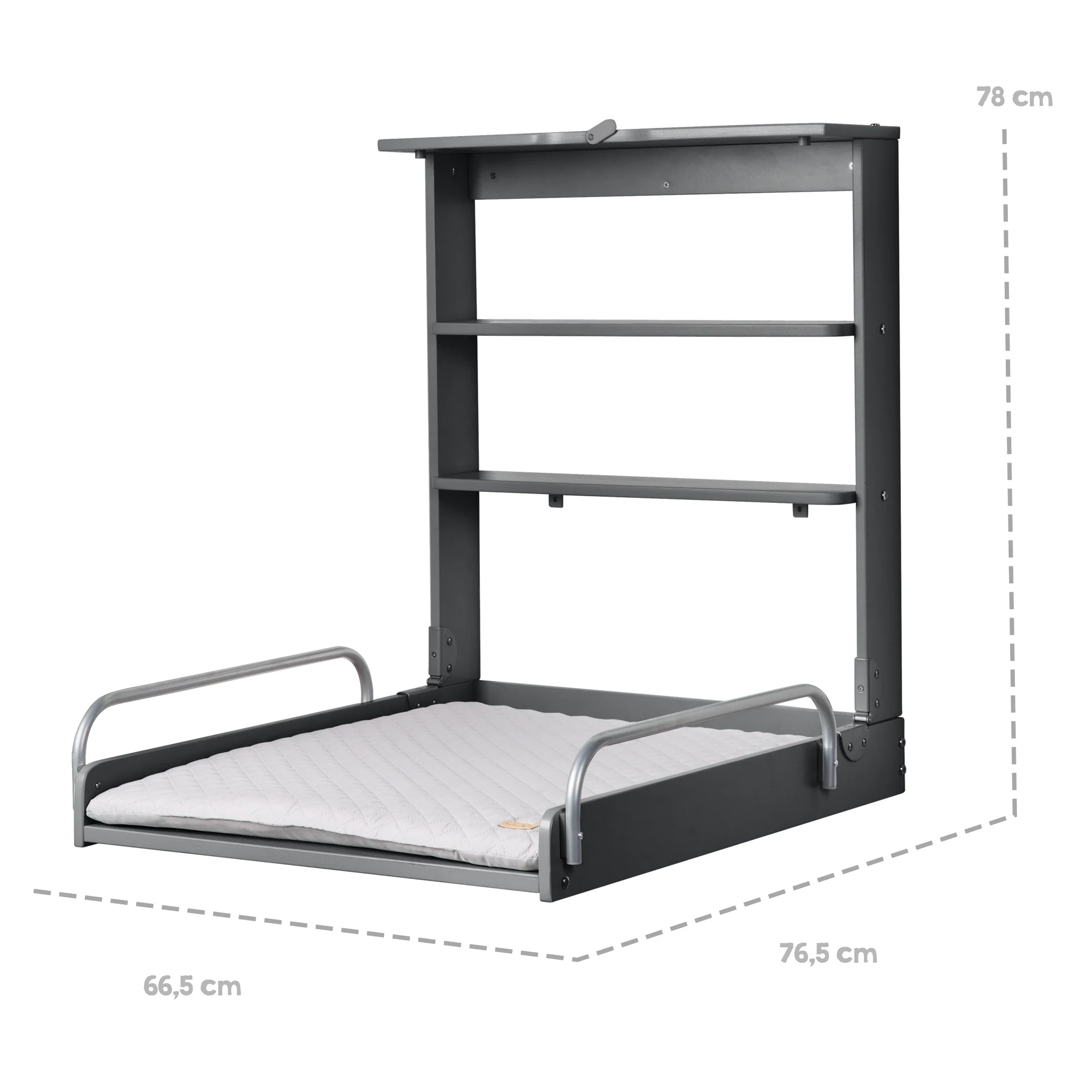 Wandwickelregal anthrazit inkl Wickelauflage 'roba Style grau' - Image 10