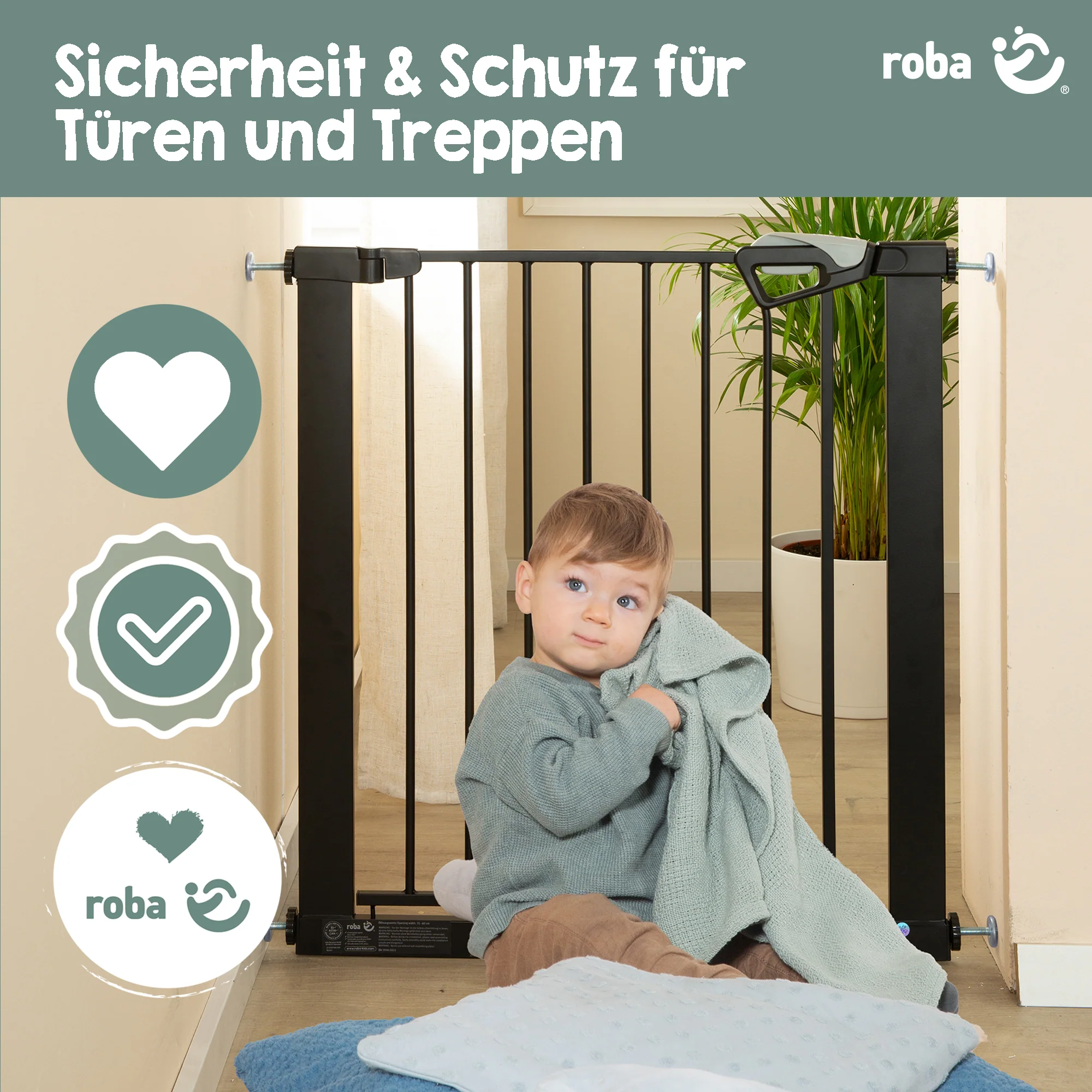 EasySafe+ Tür- & Treppenschutzgitter - Breite 75-82 cm - Erweiterbar bis 110 cm - Schwarz - Image 6