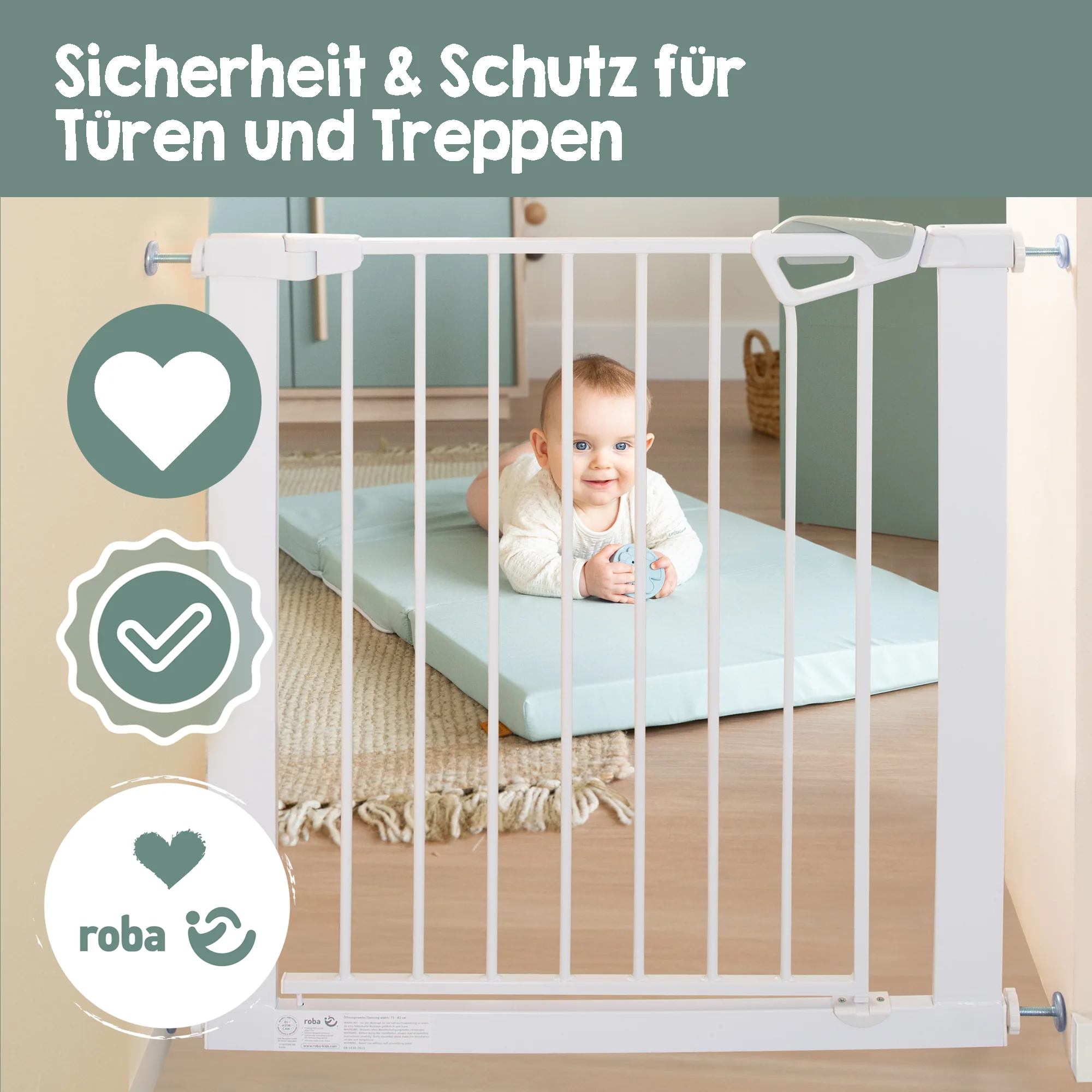 EasySafe+ Tür- & Treppenschutzgitter - Breite 75-82 cm - Erweiterbar bis 110 cm - Weiß - Image 15