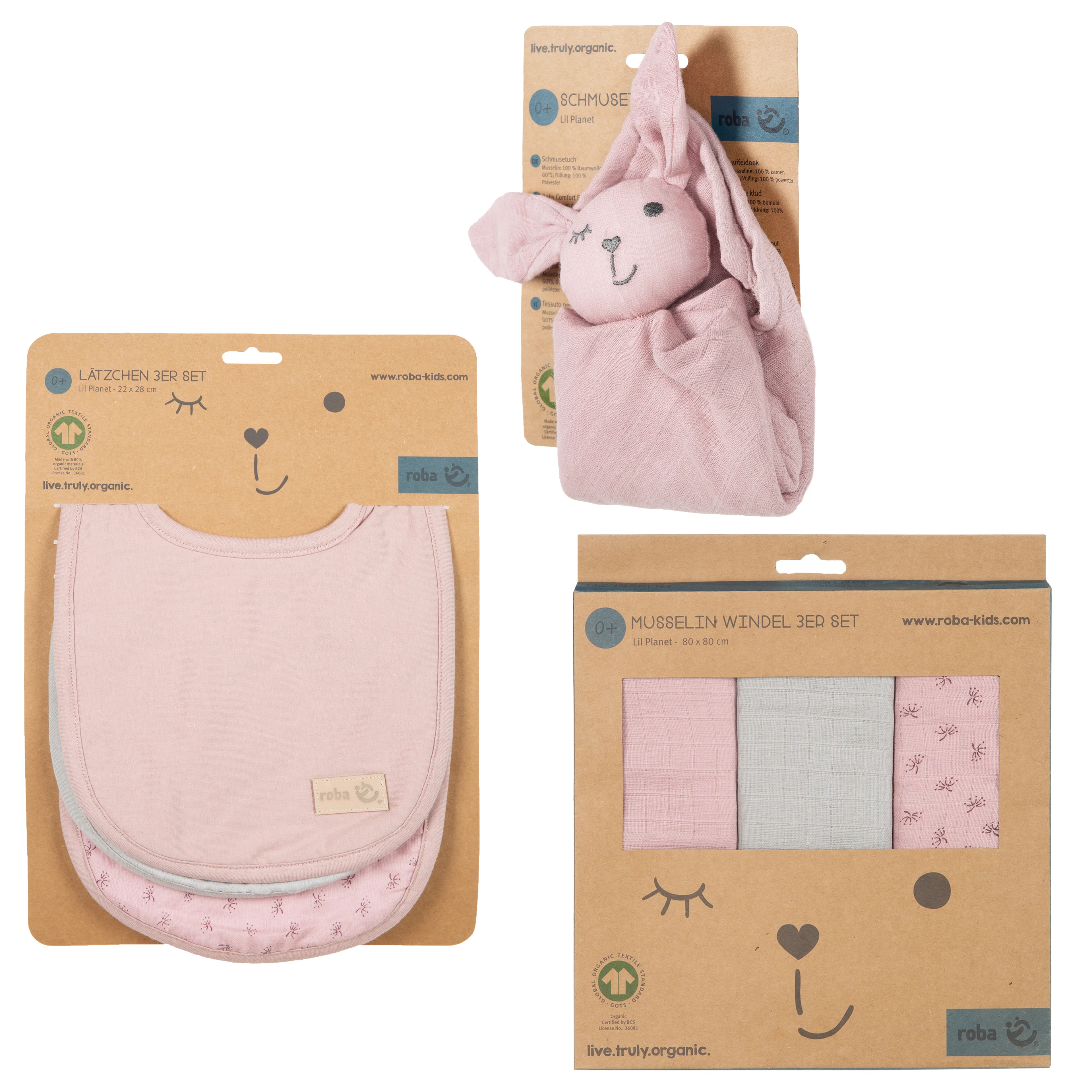 Organic Geschenkset Baby Essentials 'Lil Planet' rosa/mauve aus Bio-Baumwolle, GOTS, nachhaltig - Image 3
