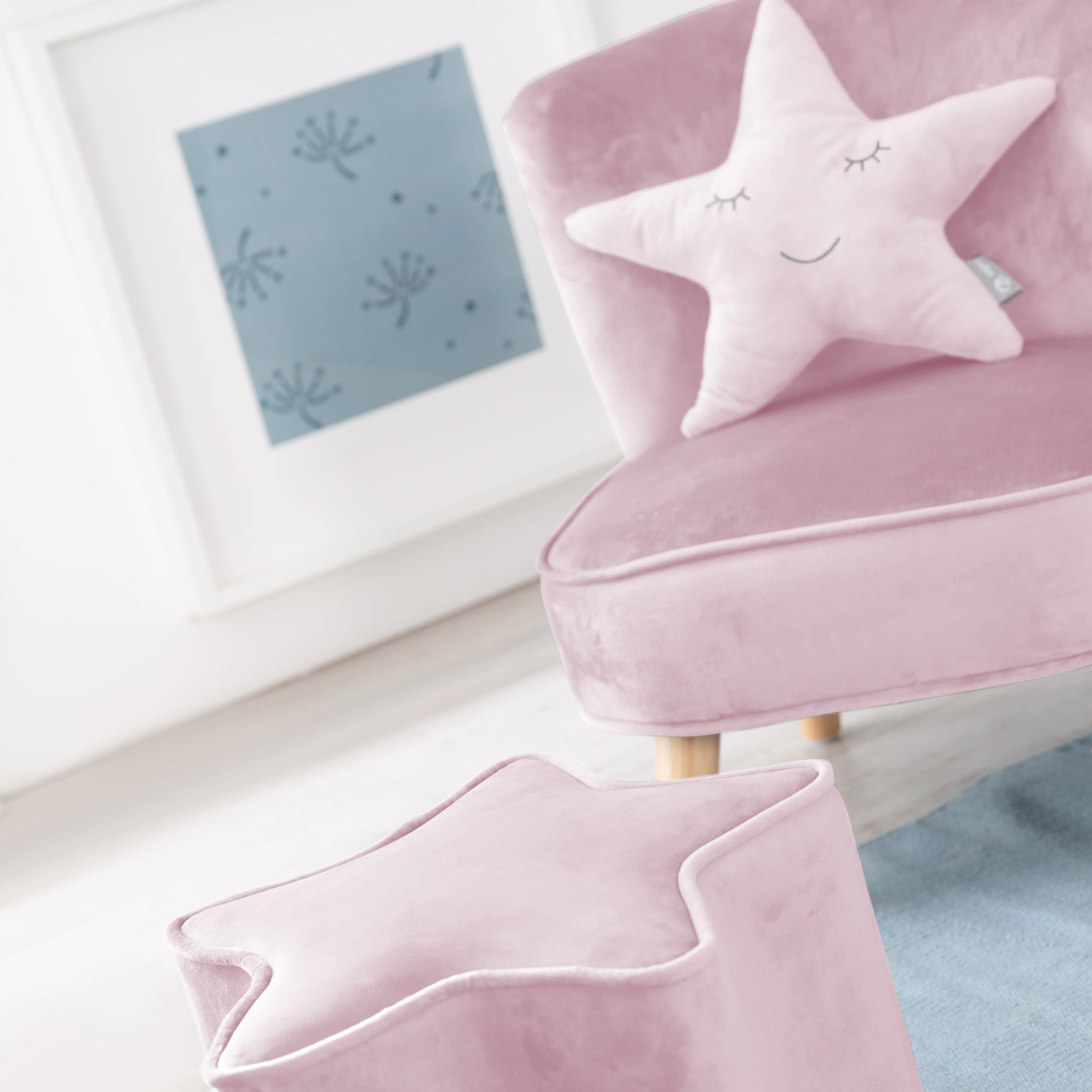 Bundle 'Lil Sofa' enthält Kindersofa, Kinderhocker in Sternenform, Dekokissen Stern rosa/mauve - Image 3