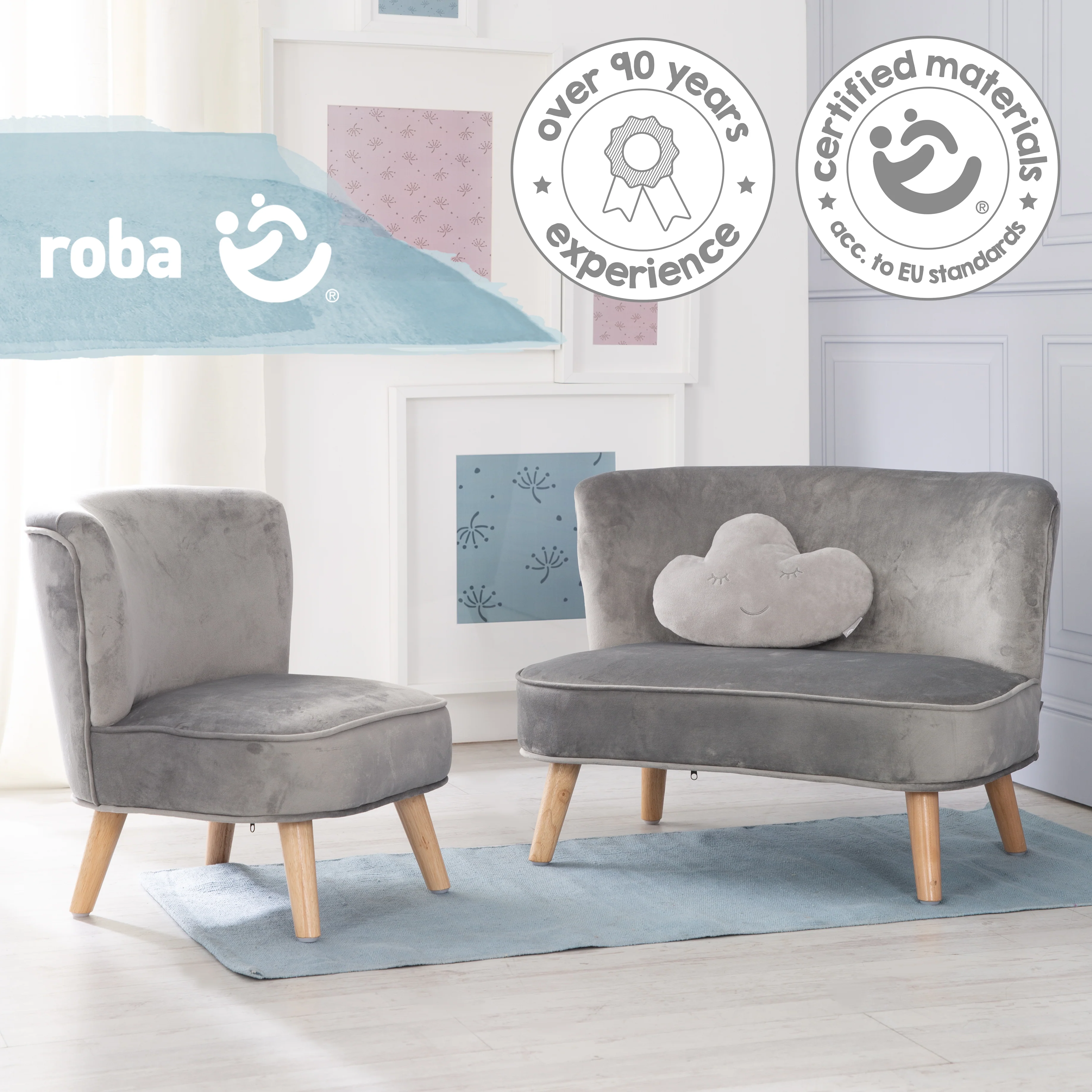 Bundle 'Lil Sofa' enthält Kindersofa, Kindersessel & Dekokissen Wolke in silbergrau - Image 8