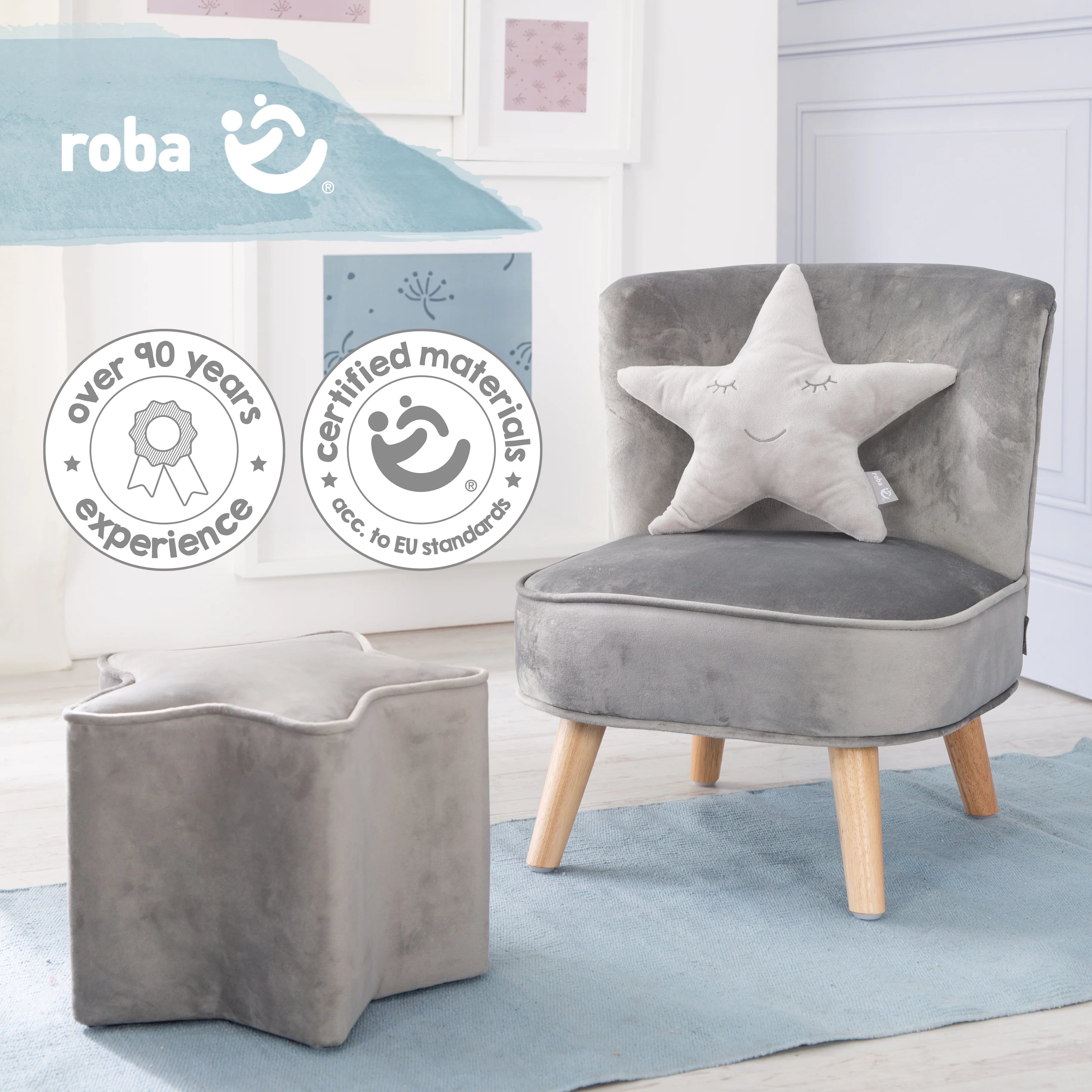Bundle 'Lil Sofa' inkl. Kindersessel, Sternhocker & Sternenkissen in silbergrau - Image 8