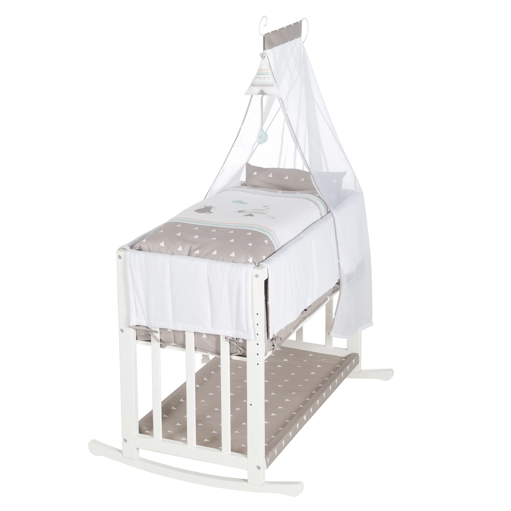 Stuben- & Beistellbett 'Indibär' 4 in 1, Babybett, Wiege & Kinderbank, weiß - Image 6