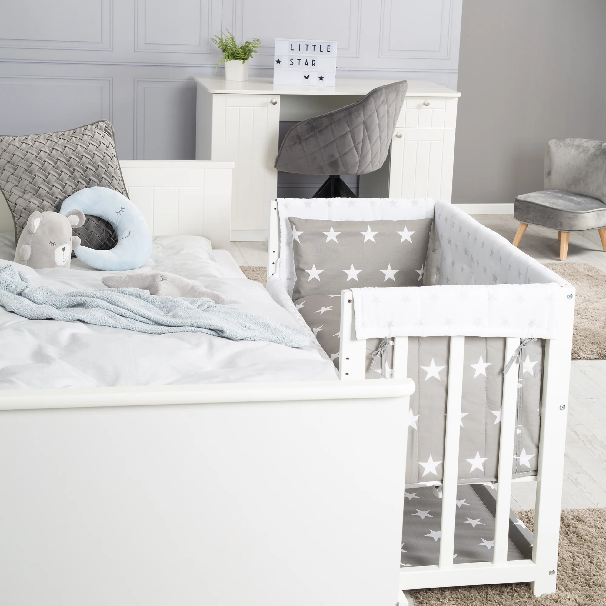 Stuben- & Beistellbett 'Little Stars' 3 in 1, Babybett weiß, inkl. kompletten Bettzubehör - Image 10