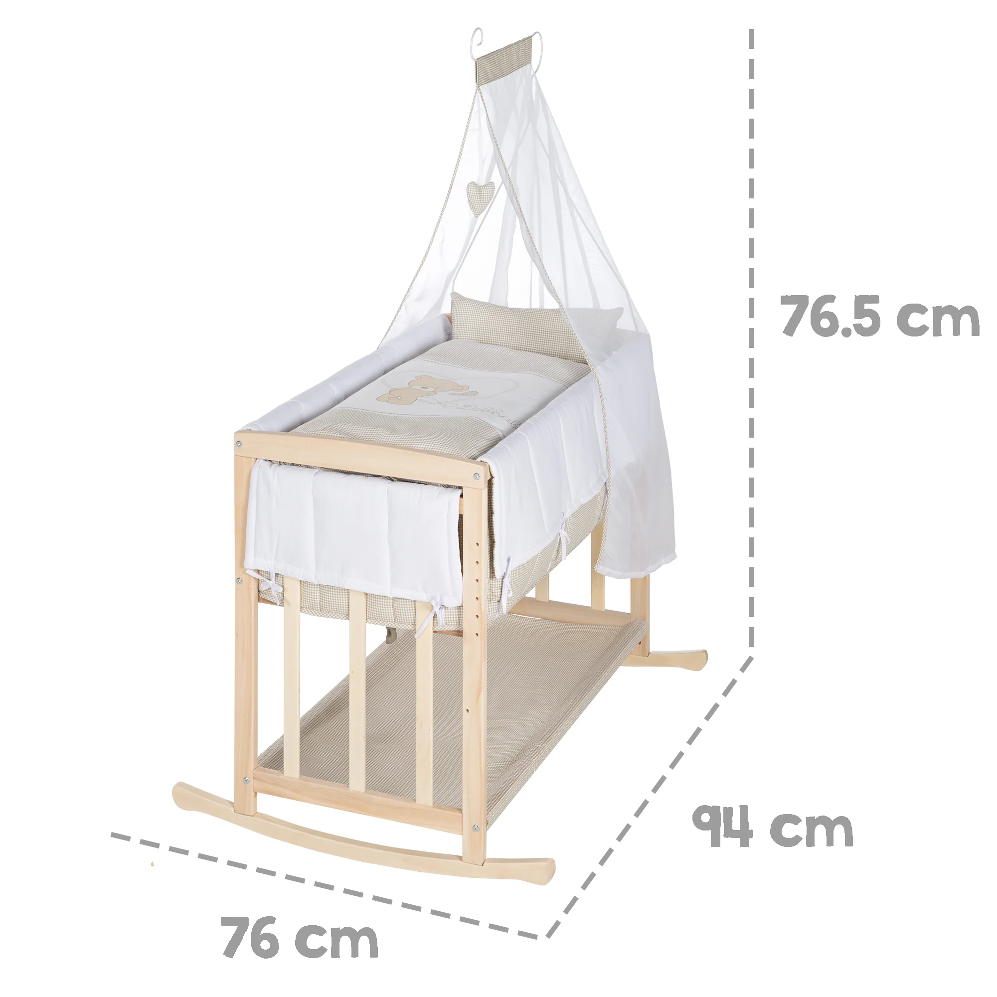 Stuben- & Beistellbett 'Liebhabär' 4 in 1, Babybett, Wiege & Kinderbank aus Buchenholz - Image 12