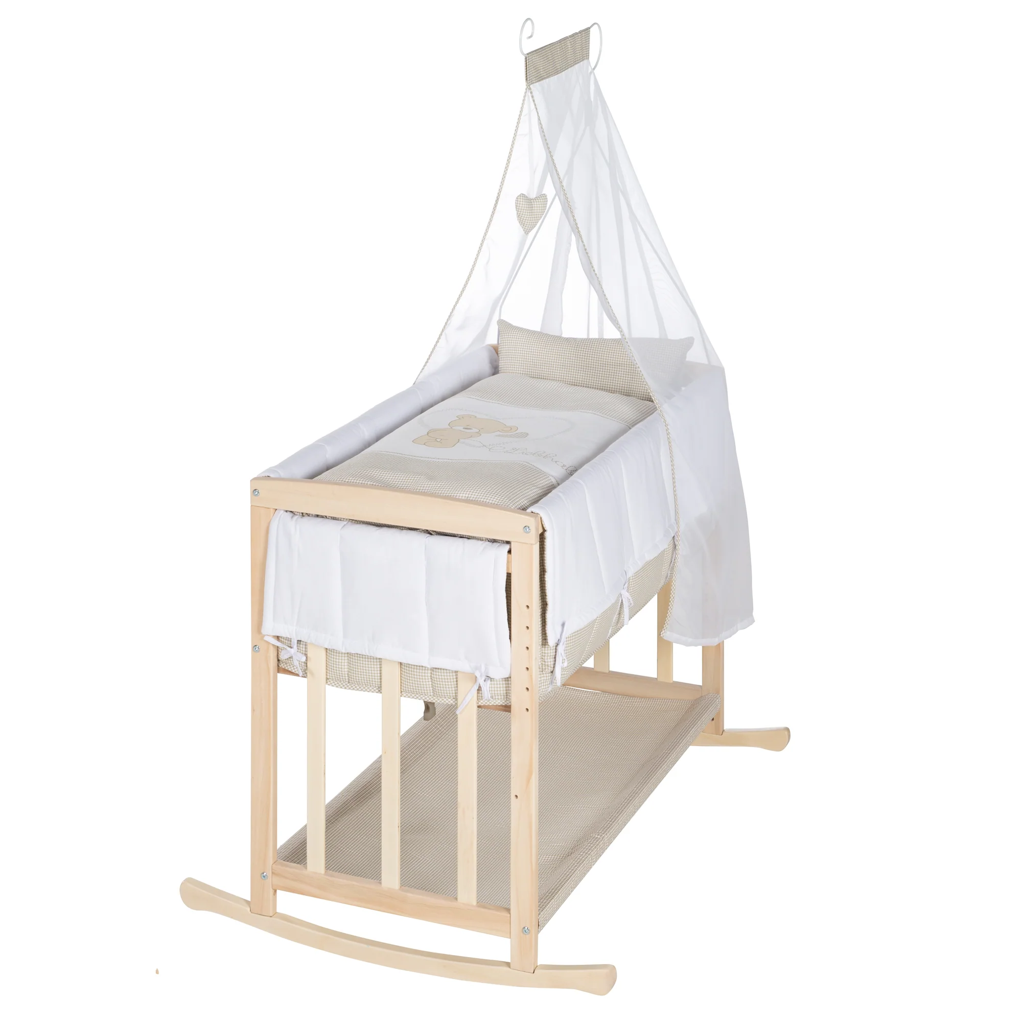 Stuben- & Beistellbett 'Liebhabär' 4 in 1, Babybett, Wiege & Kinderbank aus Buchenholz - Image 6