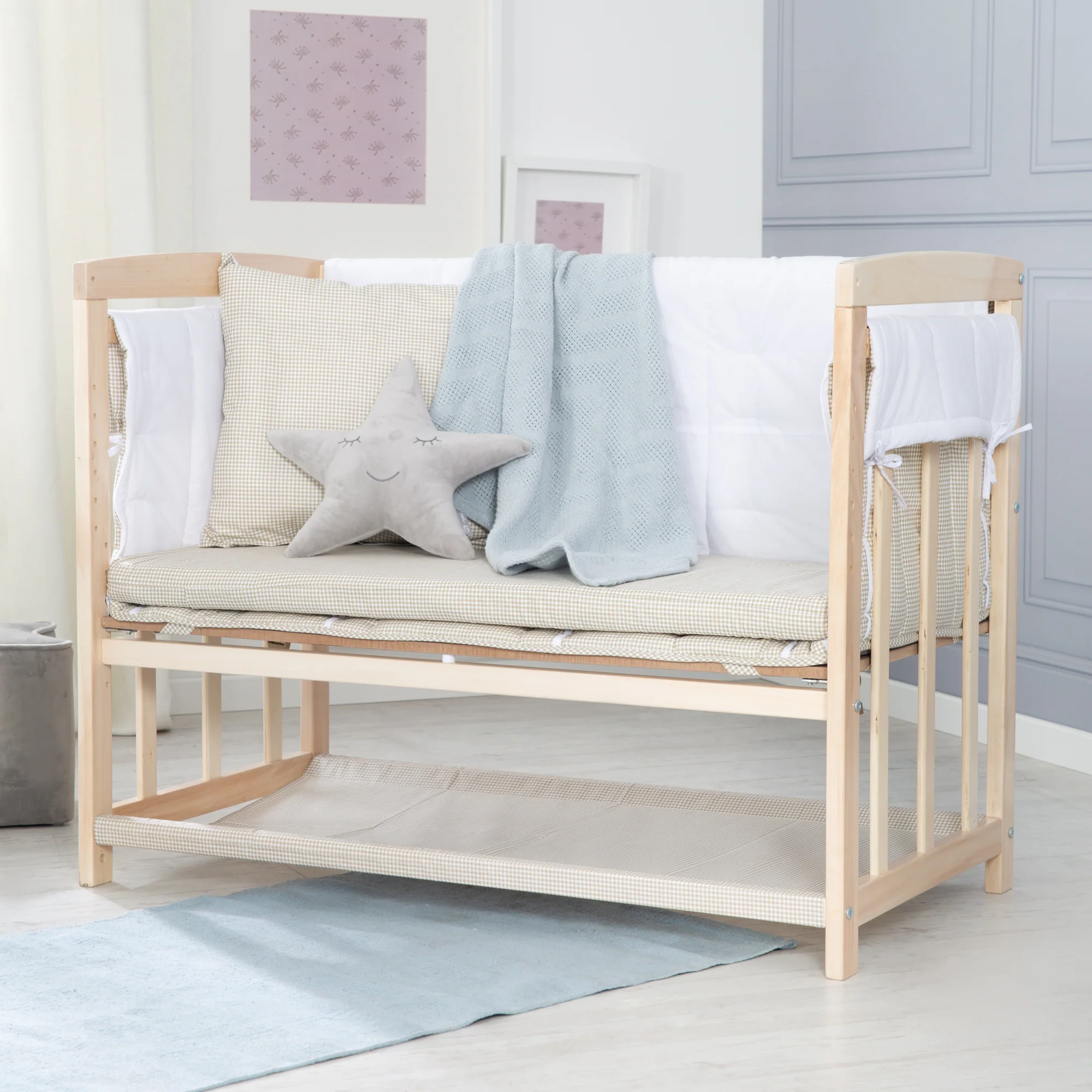 Stuben- & Beistellbett 'Liebhabär' 4 in 1, Babybett, Wiege & Kinderbank aus Buchenholz - Image 8