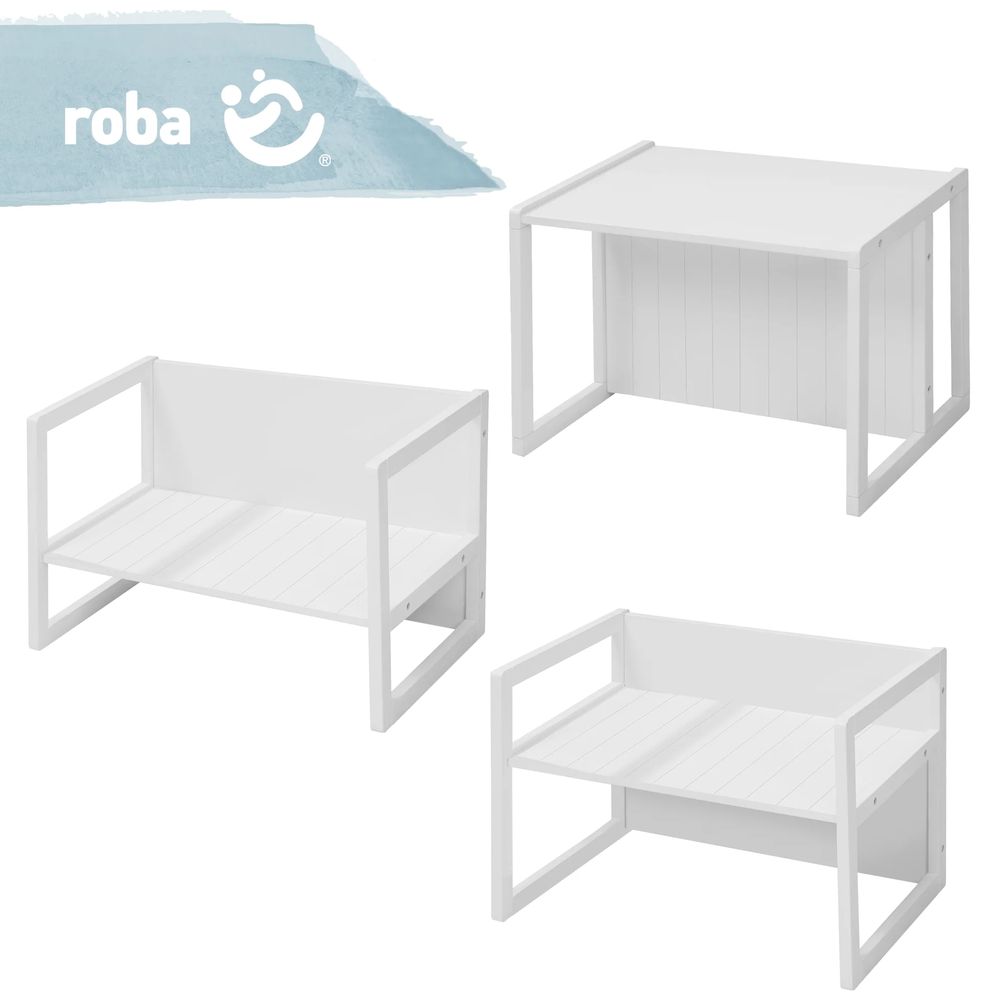 Sitzbank im Landhausstil - 2 Sitzhöhen oder als Kindertisch verwendbar - Weiß - Image 12