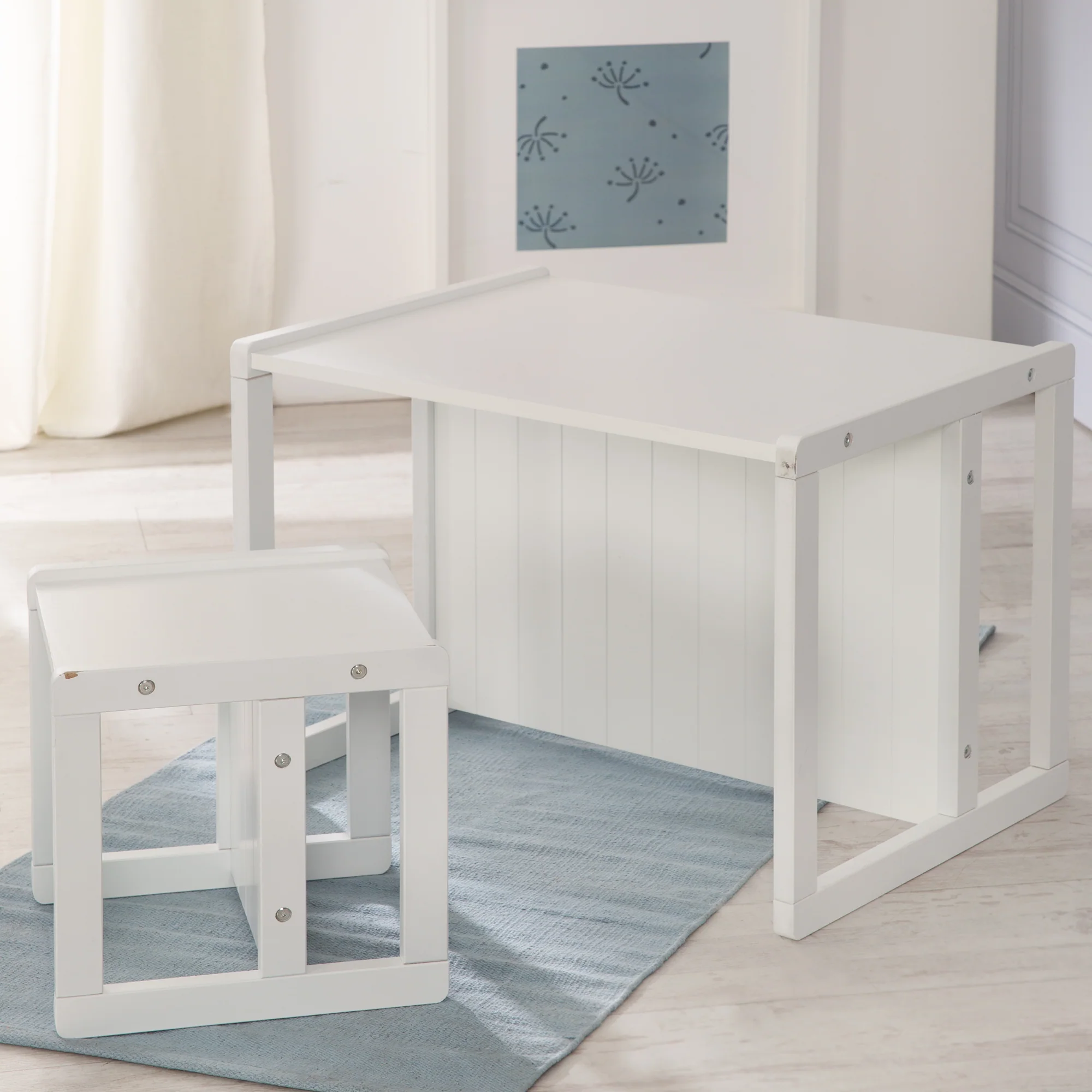 Sitzbank im Landhausstil - 2 Sitzhöhen oder als Kindertisch verwendbar - Weiß - Image 8