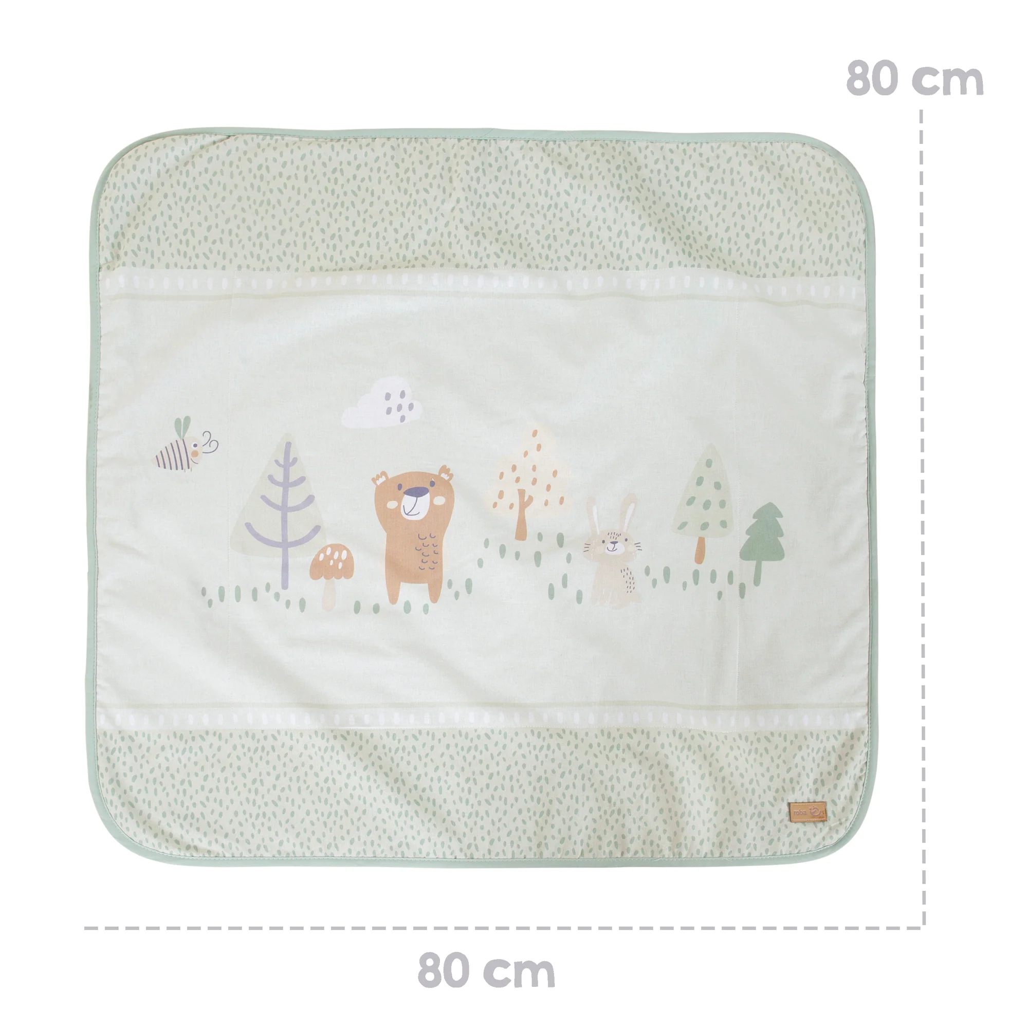Babydecke 'Woodland Buddies' 80 x 80 cm - 2-seitige Decke - Pastellgrün & Silbergrau - Image 7