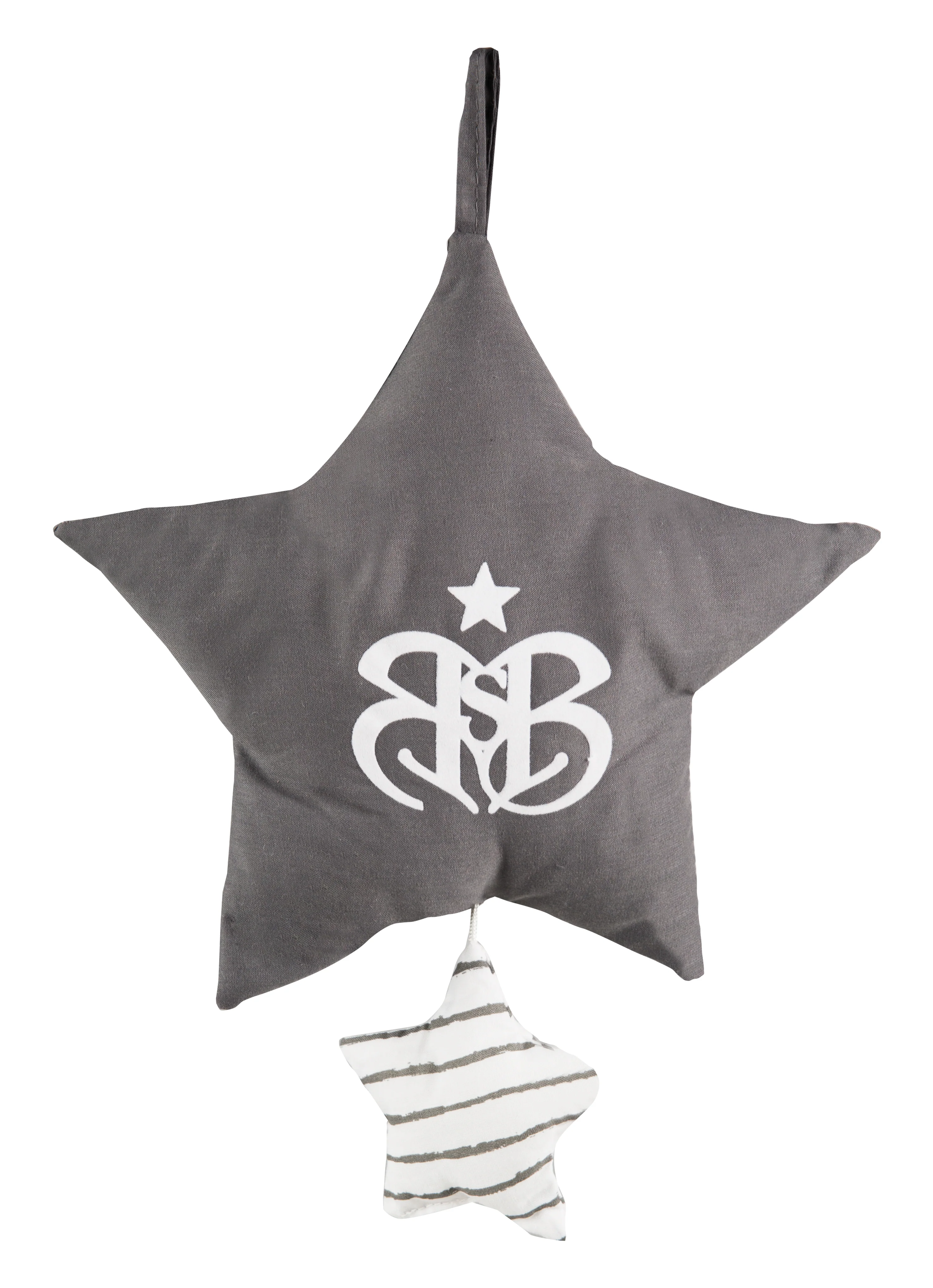 Spieluhr 'Rock Star Baby 3', Einschlafhilfe, Textil-Stern waschbar, Babyzimmer Deko grau / weiß - Image 3