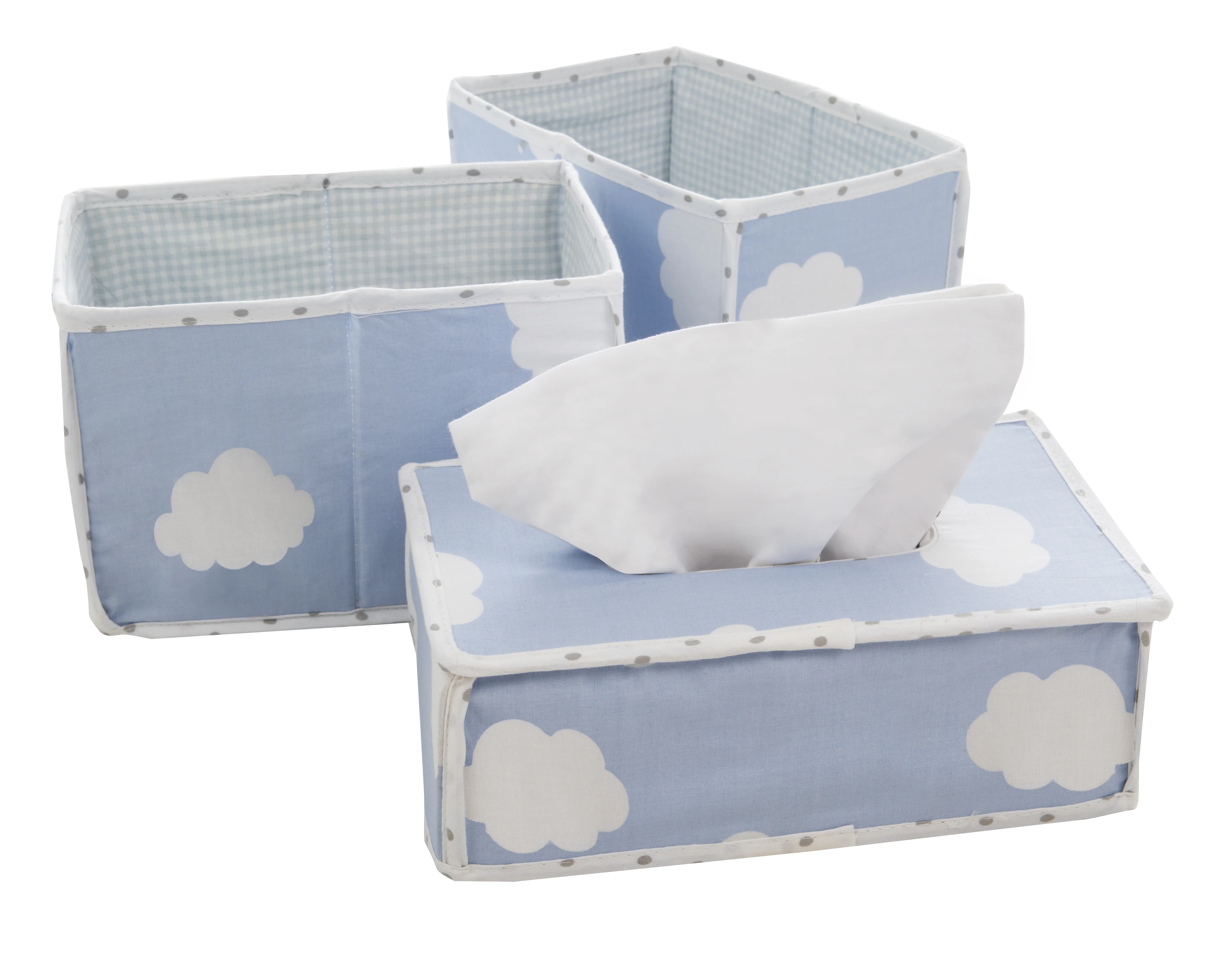 Pflegeorganizer-Set 'Kleine Wolke blau', 3-tlg, 2 Boxen für Windeln & Zubehör, 1 Feuchttücherbox - Image 3