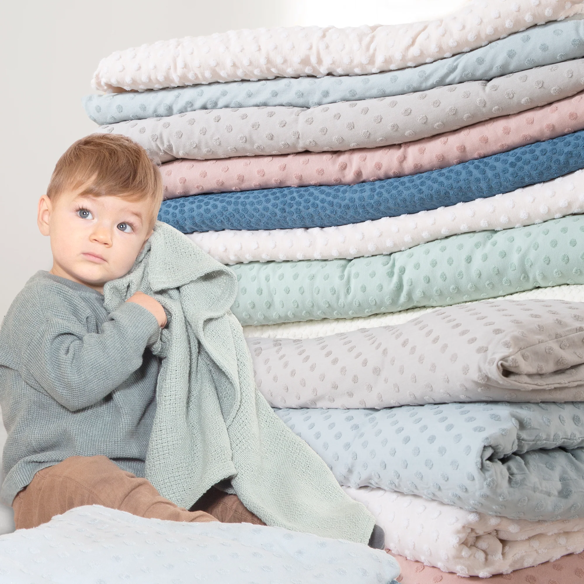 Babydecke 80 x 80 cm 'Frosty Almond' - GOTS & Oeko-Tex zertifiziert - Beige - Image 3