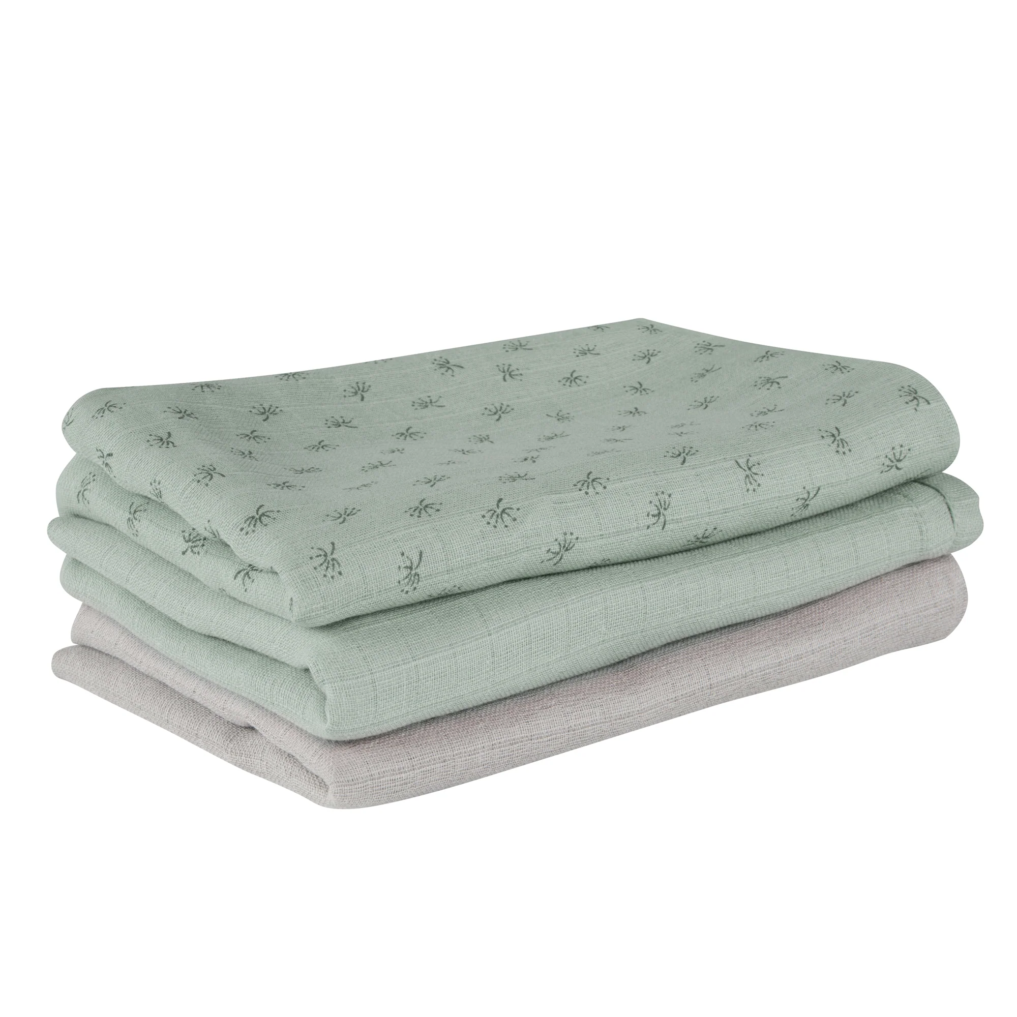 Organic 3er Windelset 'Lil Planet' frosty green, Musselin-Stoff, Bio-Baumwolle, GOTS, 80 x 80 cm