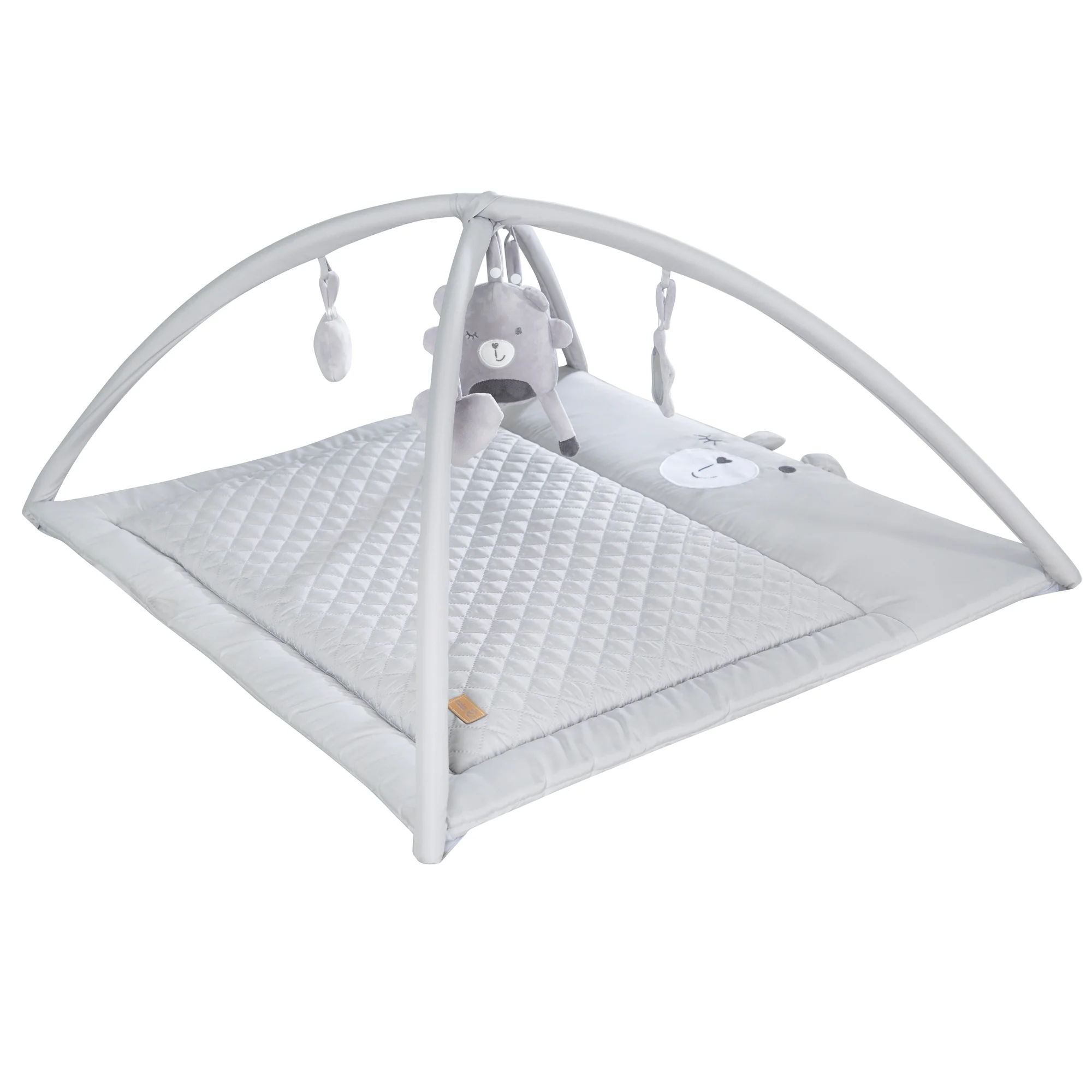 2in1 Krabbeldecke 'roba Style' mit Spielbogen + 5 Elementen - 85 x 75 cm - Silbergrau