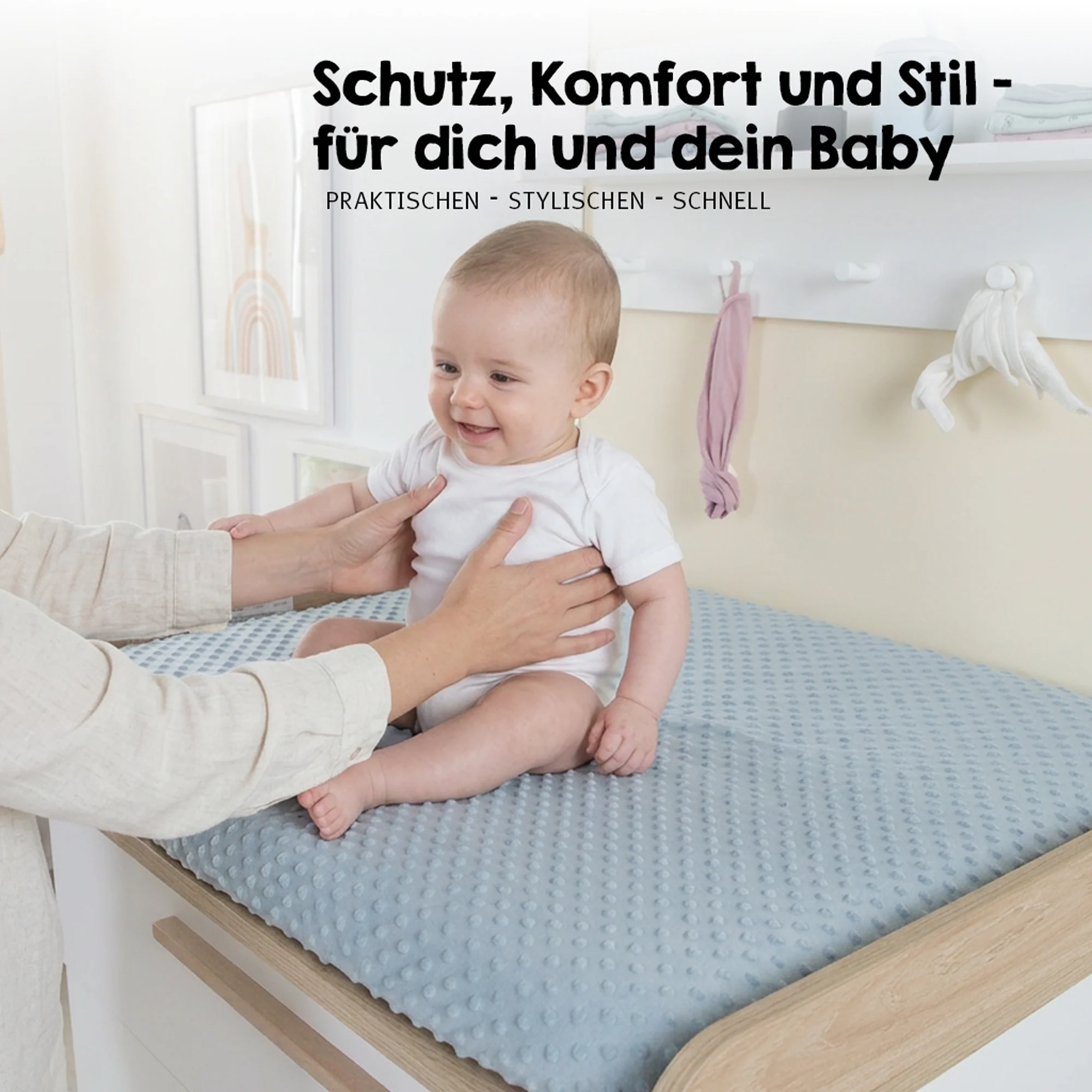 Organic Spannbezug für Wickelauflagen 'Lil Planet' aus Bio-Jersey - GOTS - 85 x 75 cm - Hellblau - Image 11