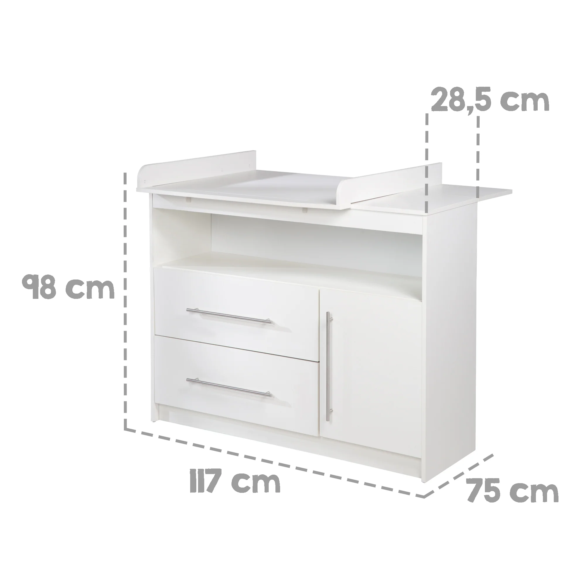 Kinderzimmerset 'Maren' 3-teilig - Bett 70x140 + Wickelkommode schmal + Kleiderschrank 3-türig - Image 9