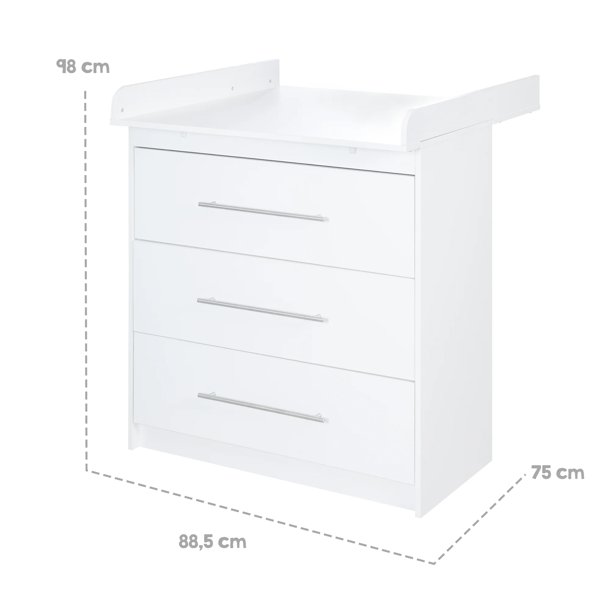 Wickelkommode 'Maren' mit abnehmbarem Aufsatz, schmal, 3 Schubladen, Wickelhöhe 90,5 cm - Image 9