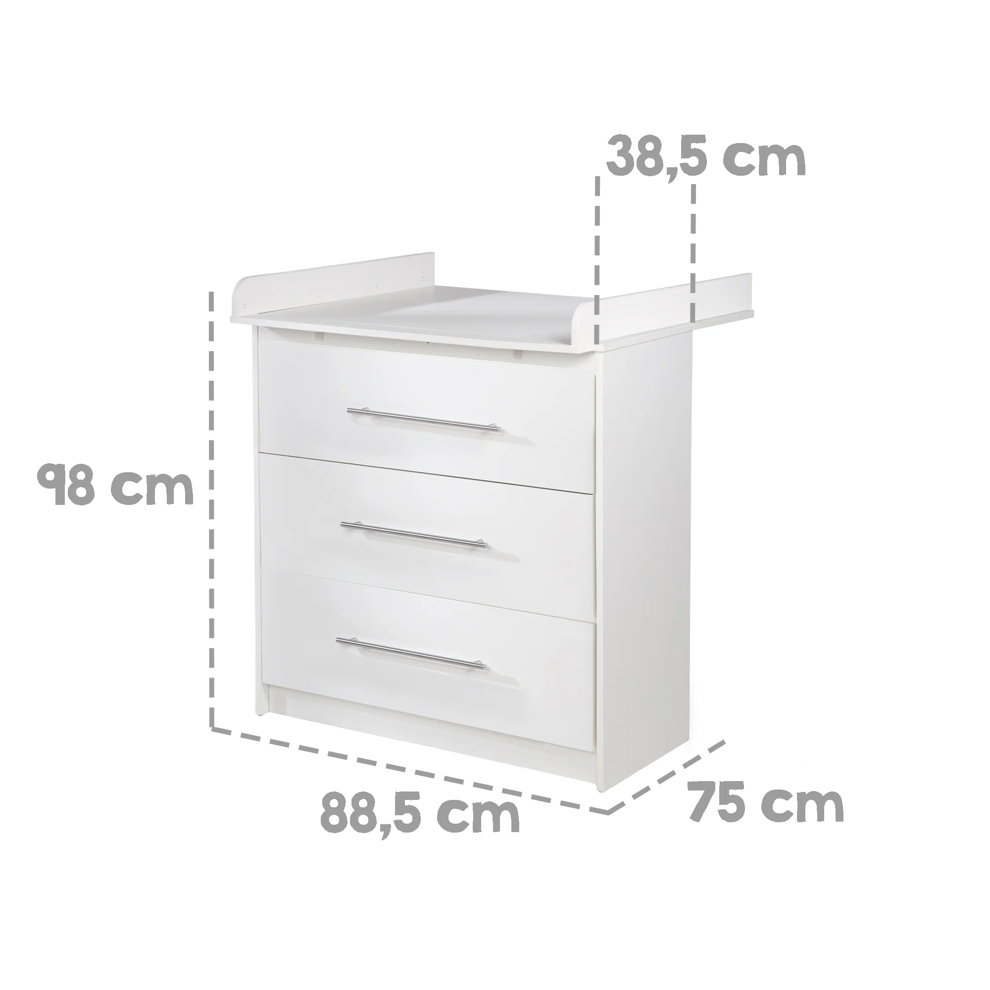 Möbelset 'Maren' 2-teilig - Kombi-Bett 70x140 + Wickelkommode schmal - Weiß - Image 7