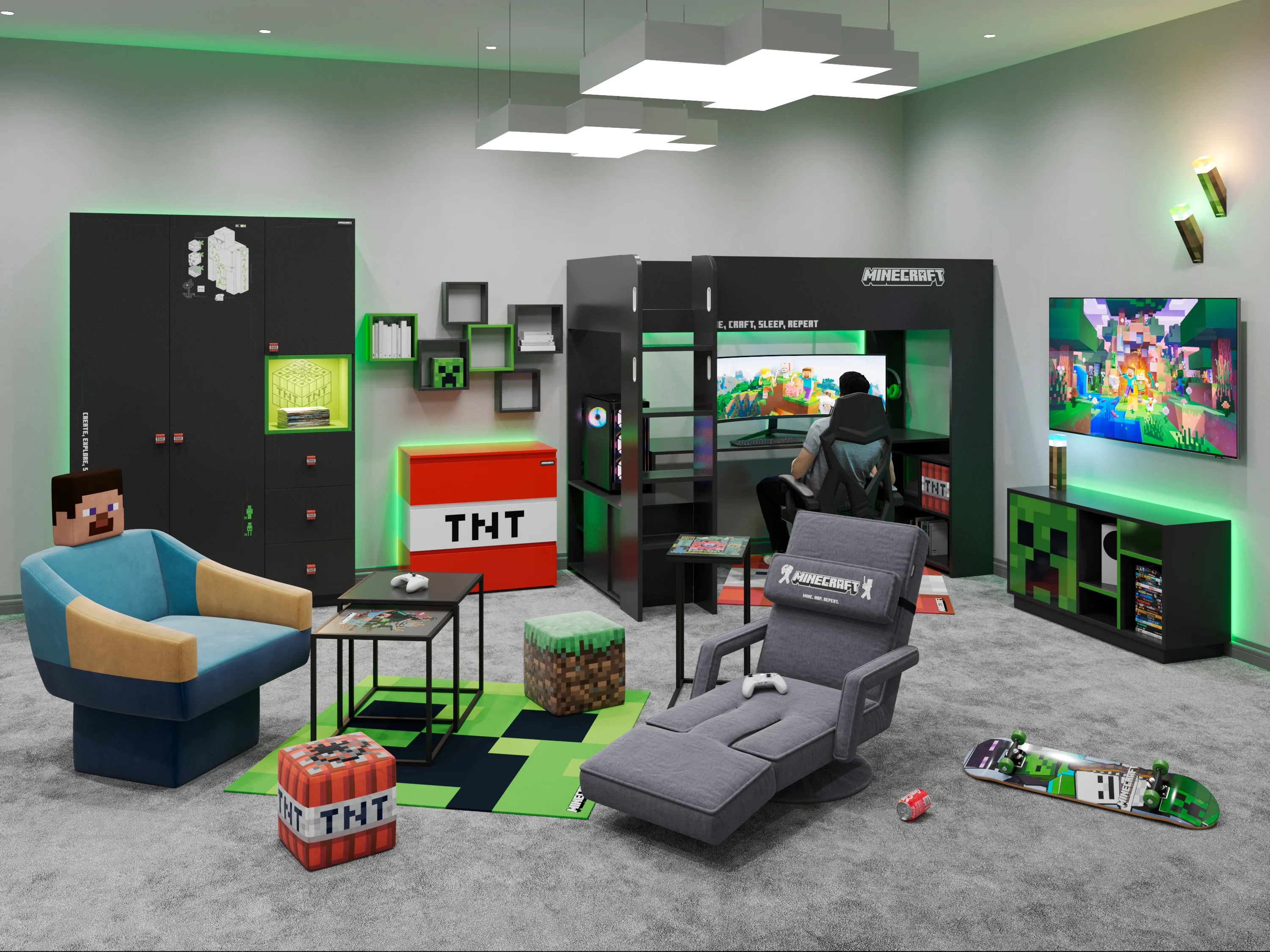 Kojen-Bett 'Minecraft' - Gamingbett 90x200cm - Image 4