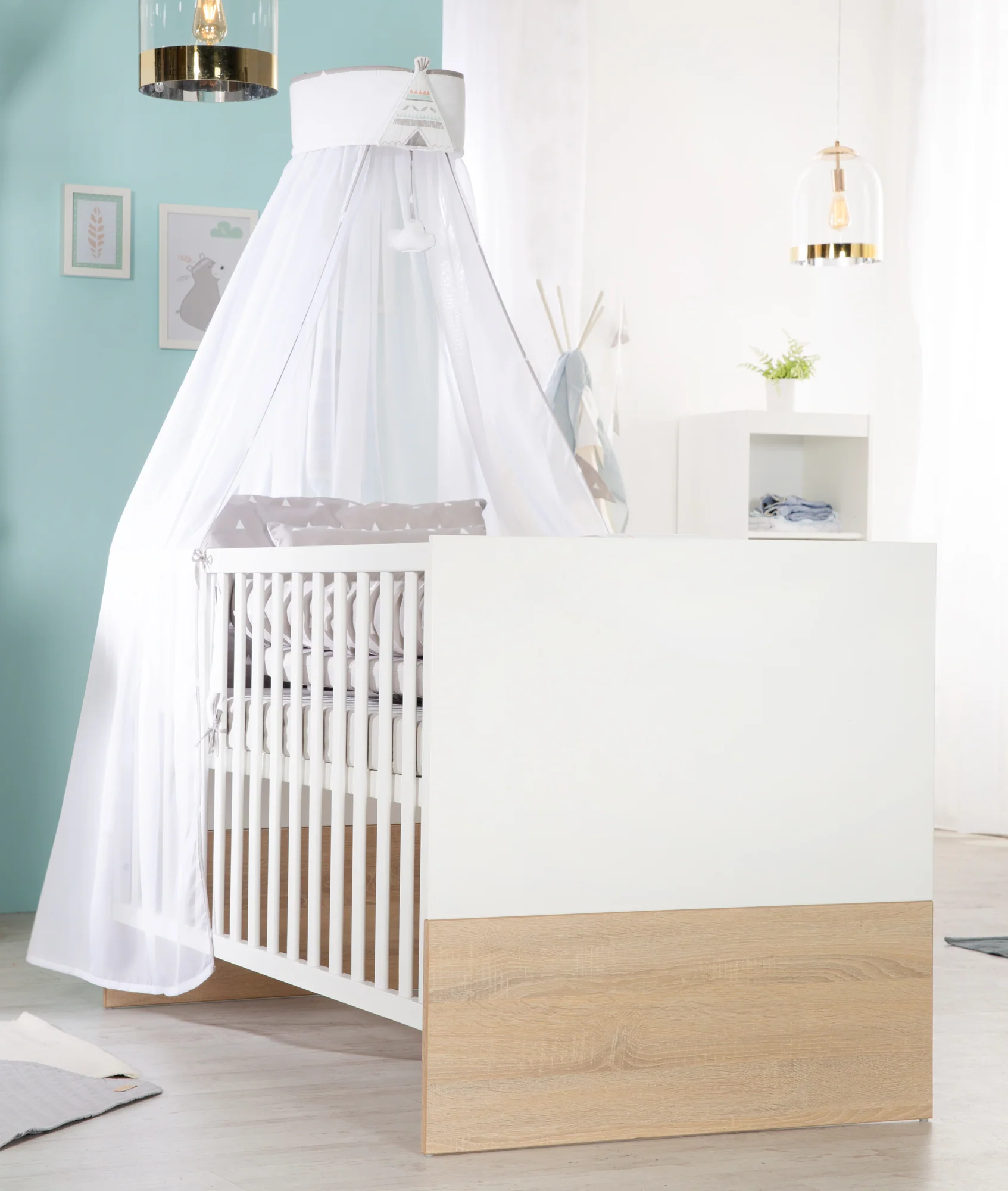 Kindermöbelset 'Gabriella' inkl. Babybett 70 x 140 cm, breiter Wickelkommode & Schrank 3-türig - Image 5
